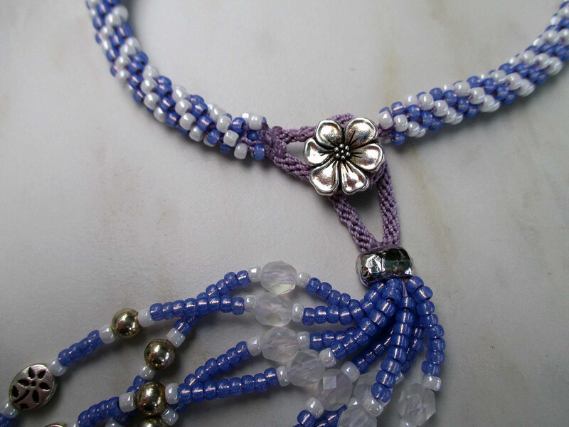 Lavender Kumihimo Twisted Flowers With Tassel
