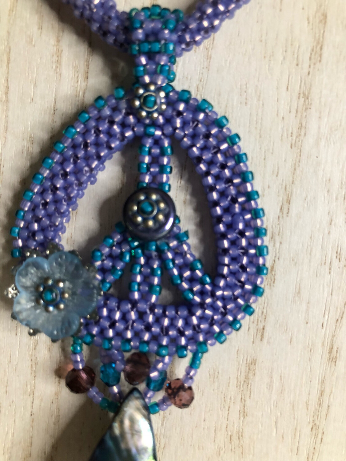 Lavender Beaded Peace Sign