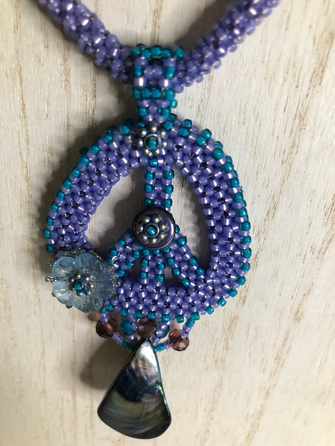 Lavender Beaded Peace Sign