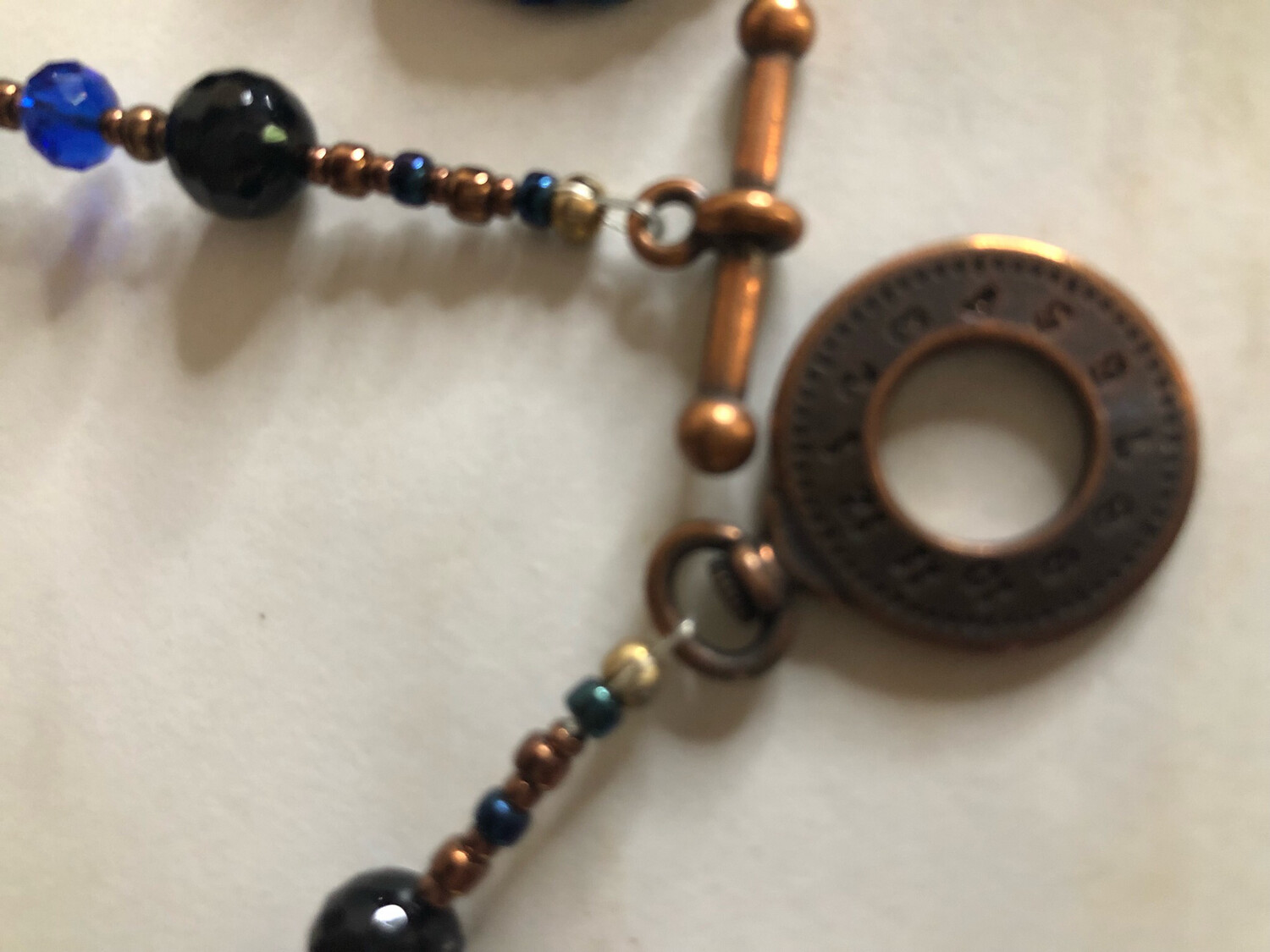 Blue Sand Stone Bead Embroidery Necklace