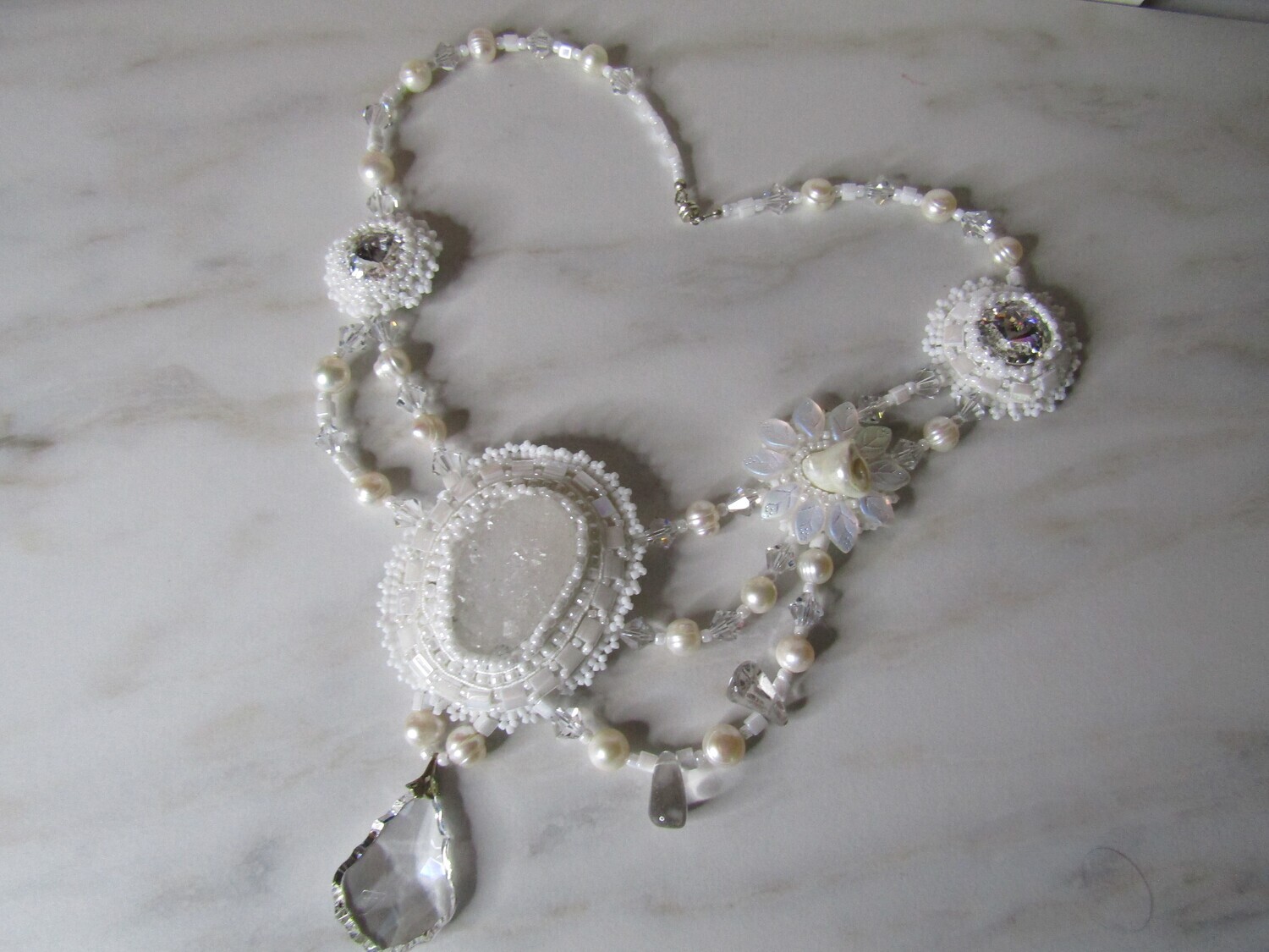 Touch Of Elegance Beaded Embroidery Necklace