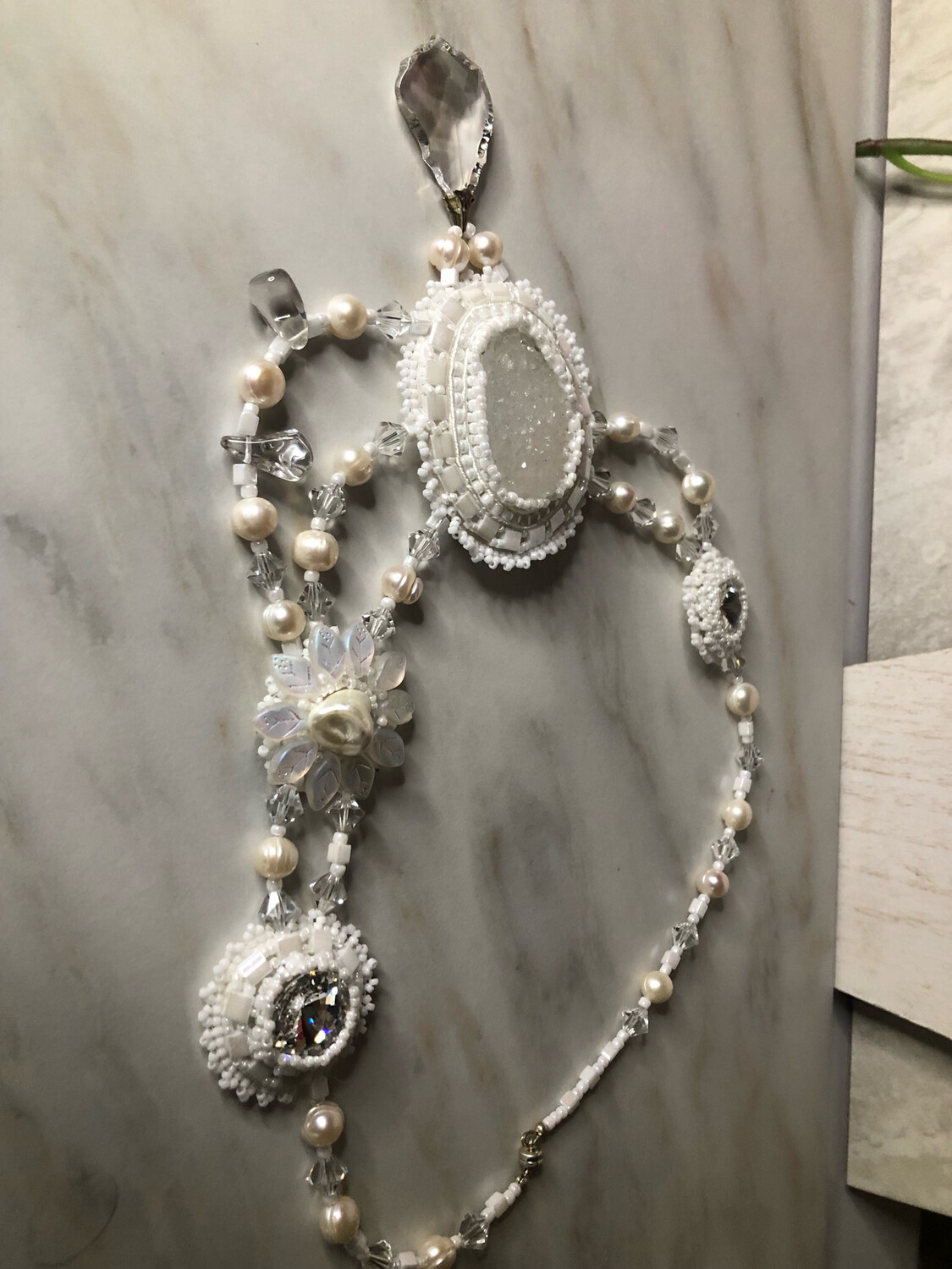 Touch Of Elegance Beaded Embroidery Necklace