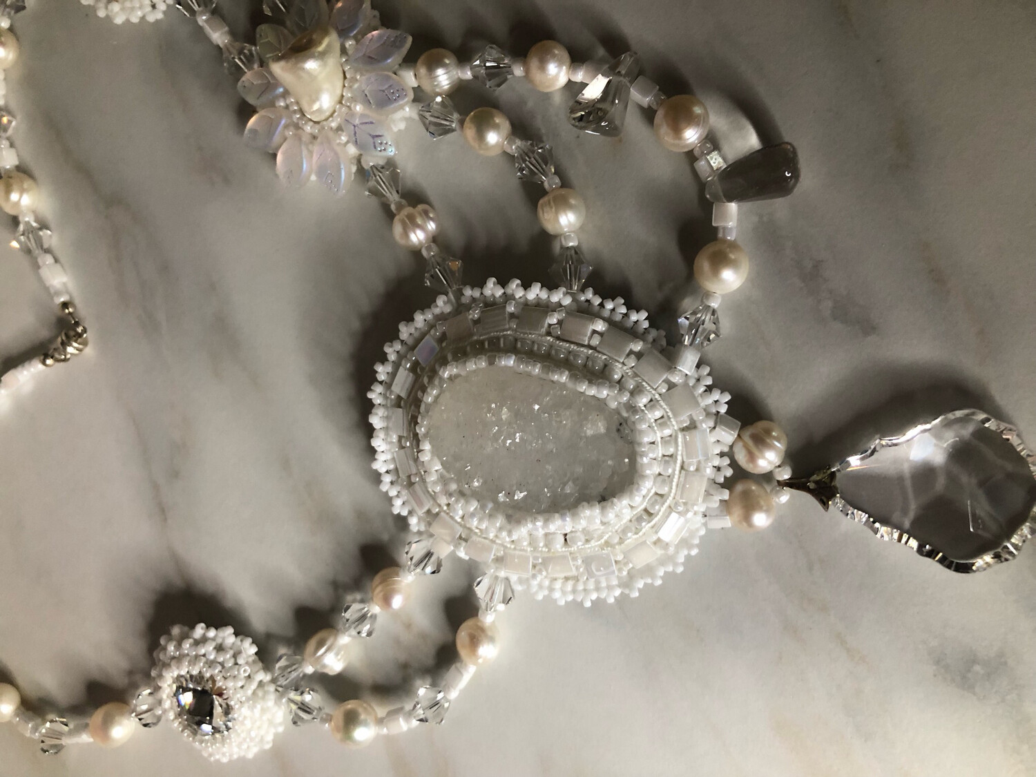 Touch Of Elegance Beaded Embroidery Necklace