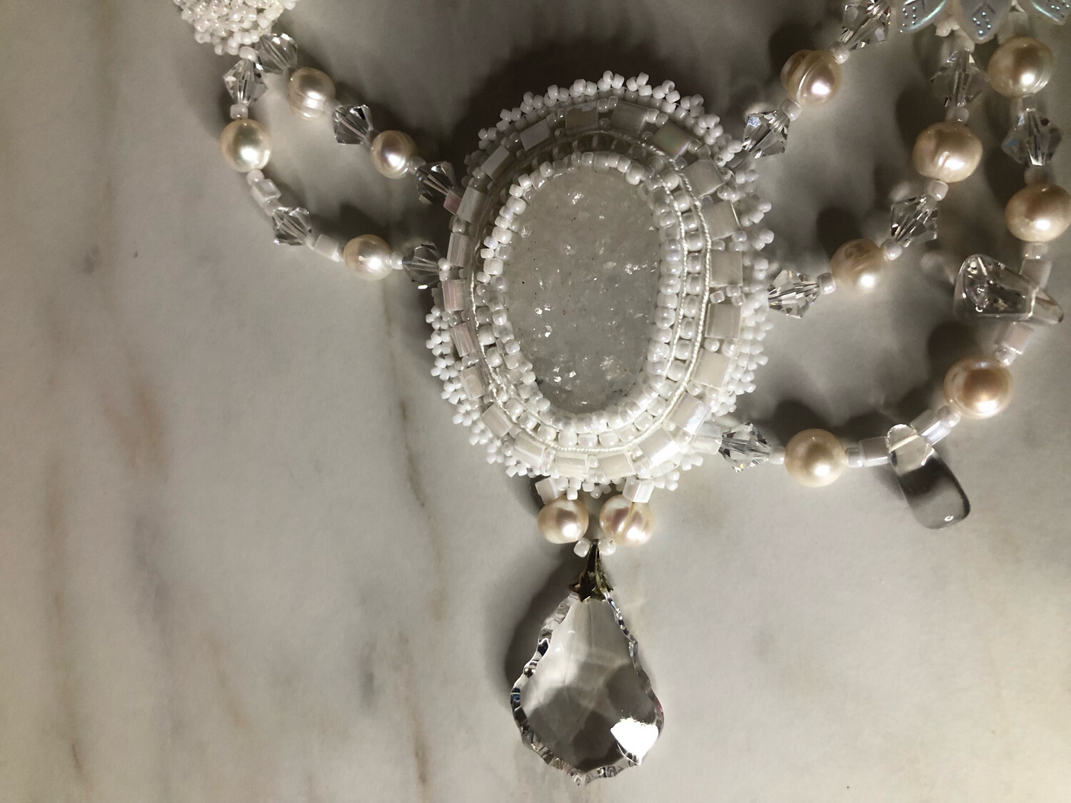 Touch Of Elegance Beaded Embroidery Necklace