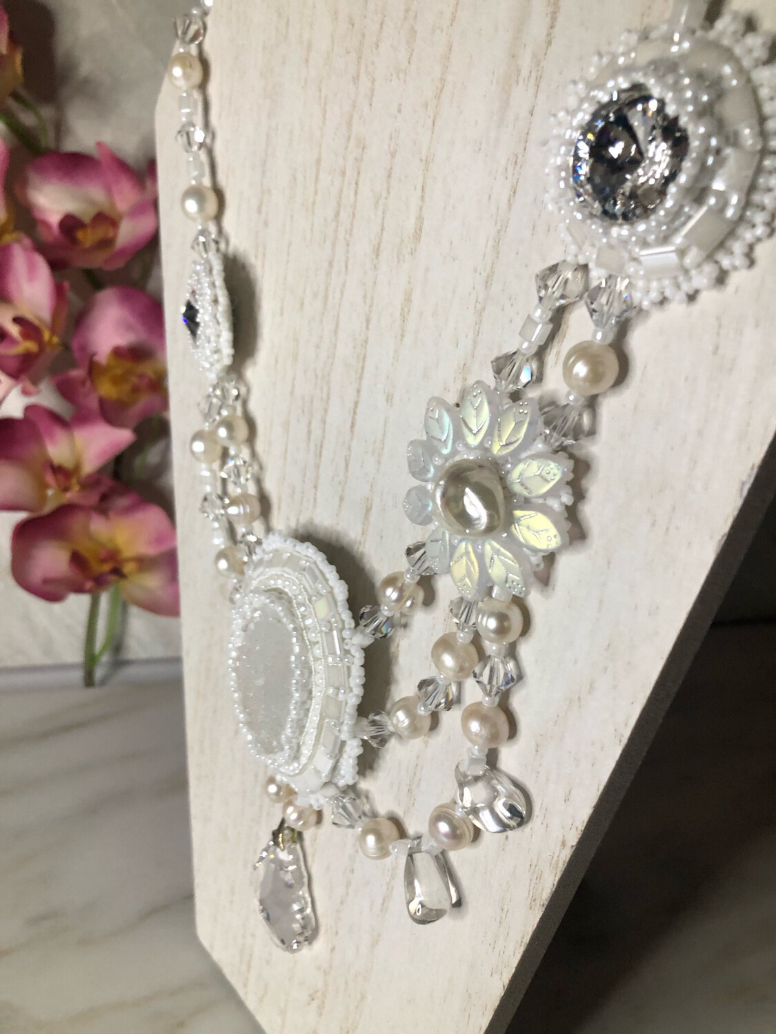 Touch Of Elegance Beaded Embroidery Necklace