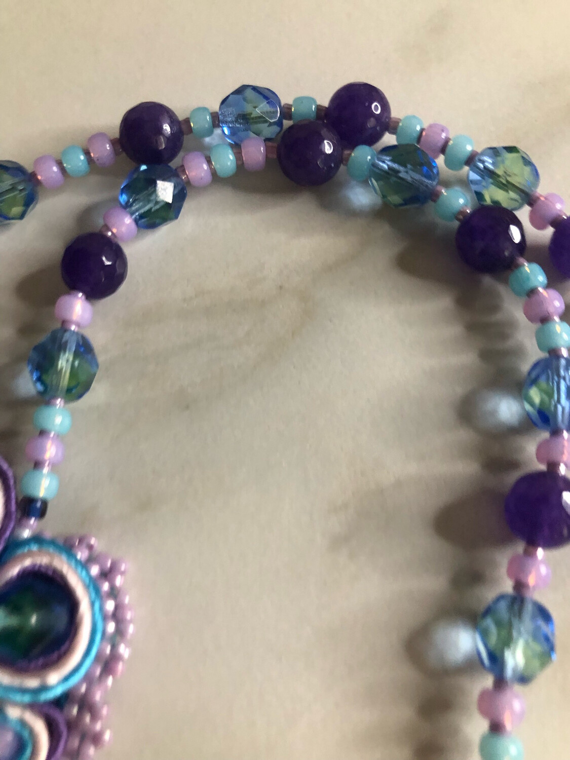 Sea Sediment Jasper Soutache Bead Embroidery Necklace
