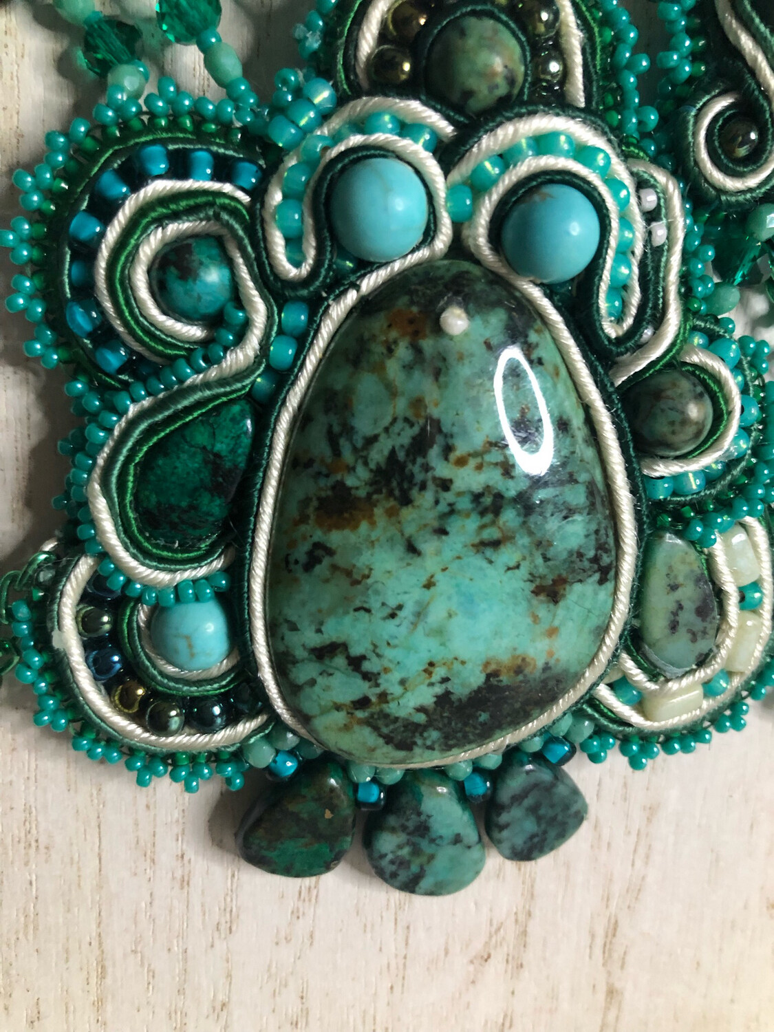 Turquoise Soutache Necklace Beautiful African Turquoise