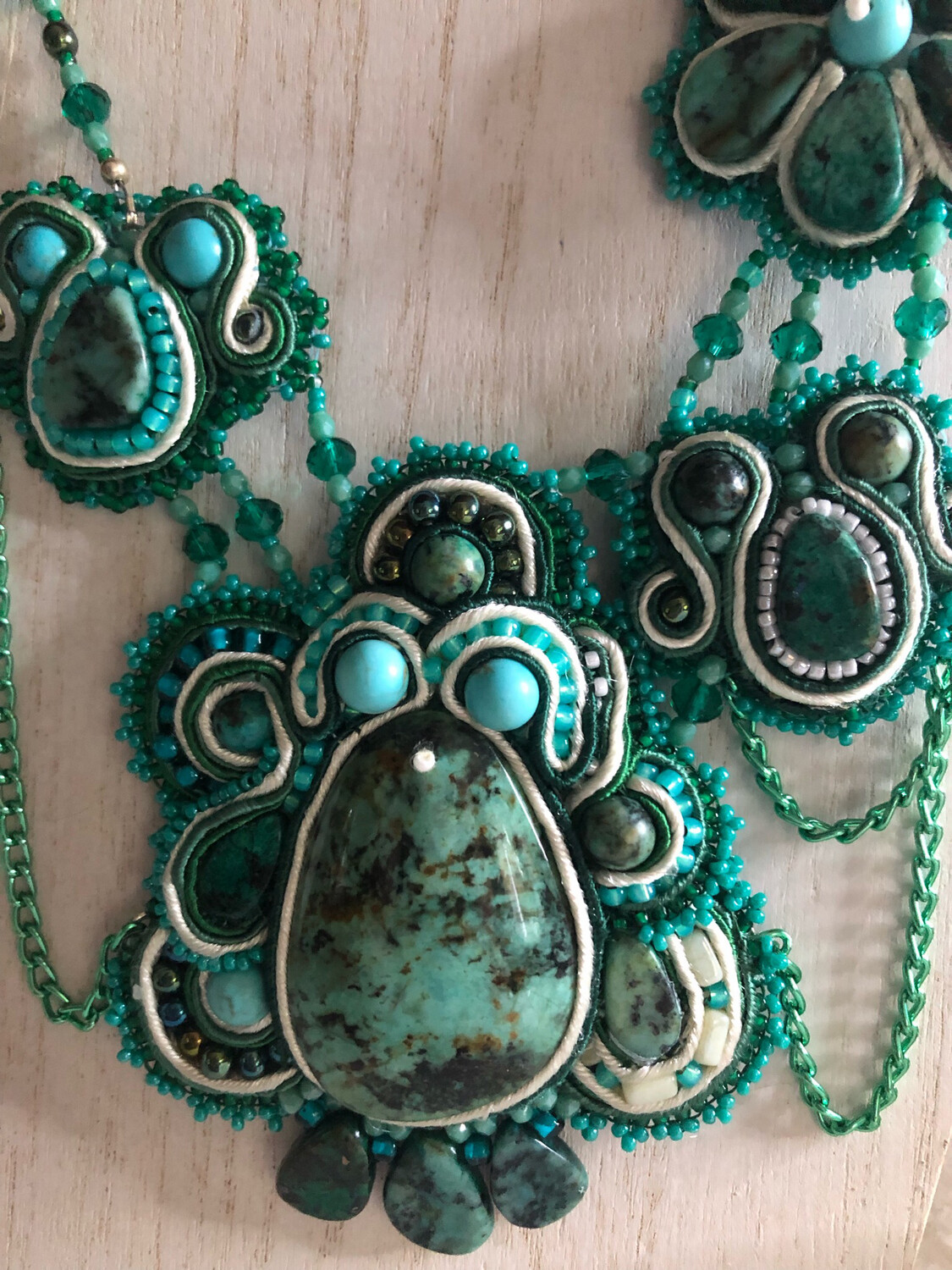 Turquoise Soutache Necklace Beautiful African Turquoise