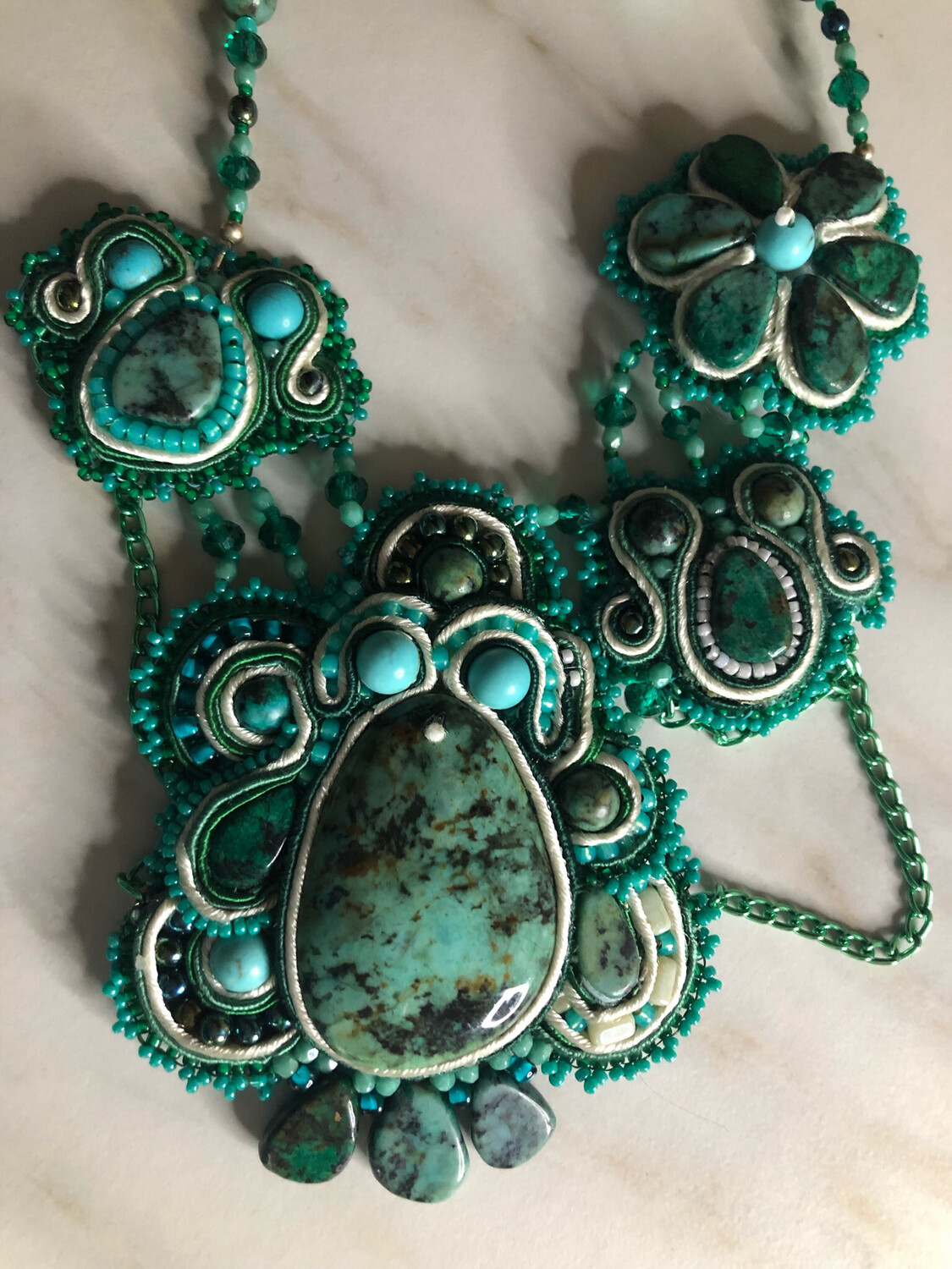 Turquoise Soutache Necklace Beautiful African Turquoise