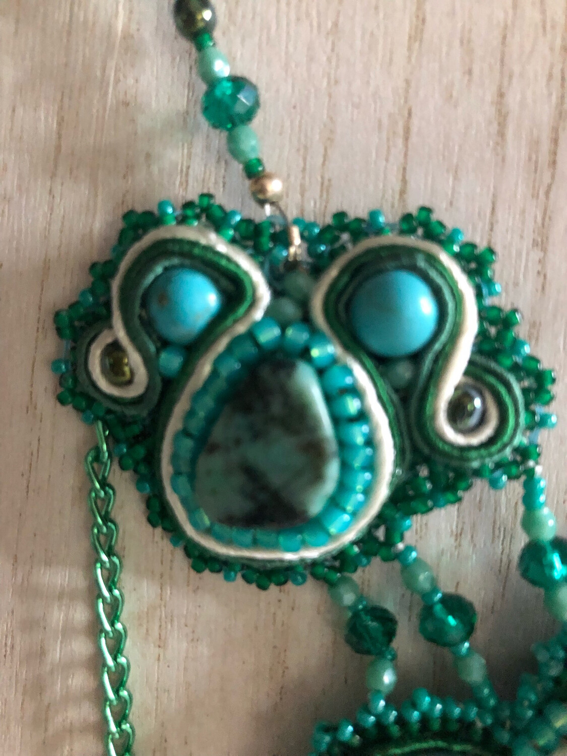 Turquoise Soutache Necklace Beautiful African Turquoise