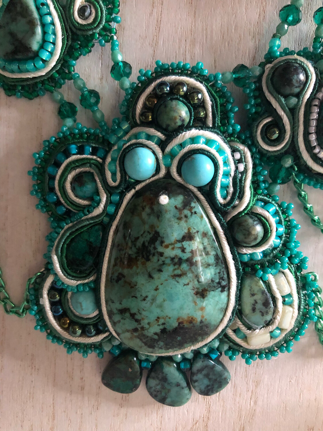 Turquoise Soutache Necklace Beautiful African Turquoise