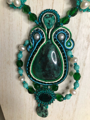 Elegant Turquoise Soutache Necklace