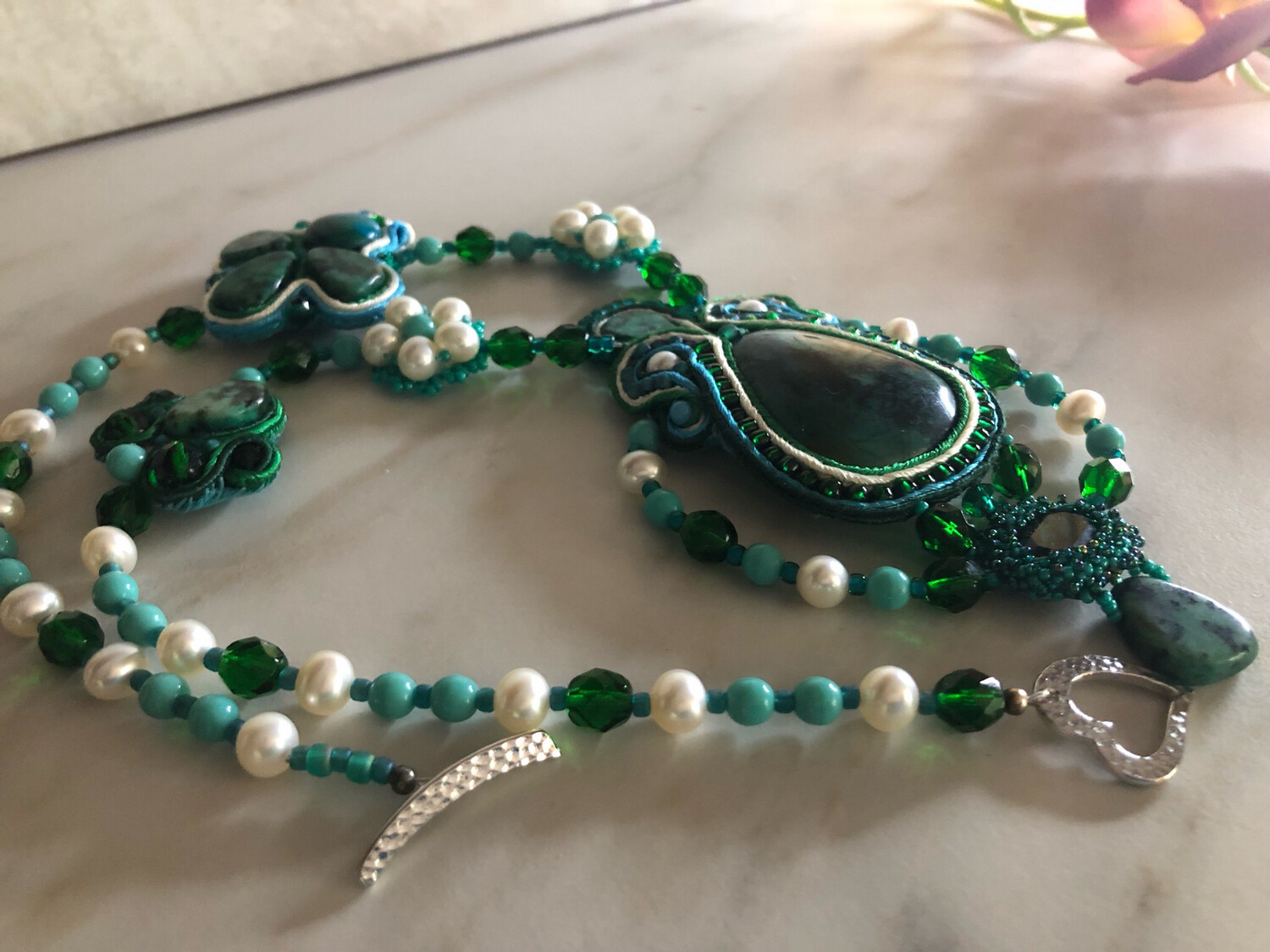 Elegant Turquoise Soutache Necklace