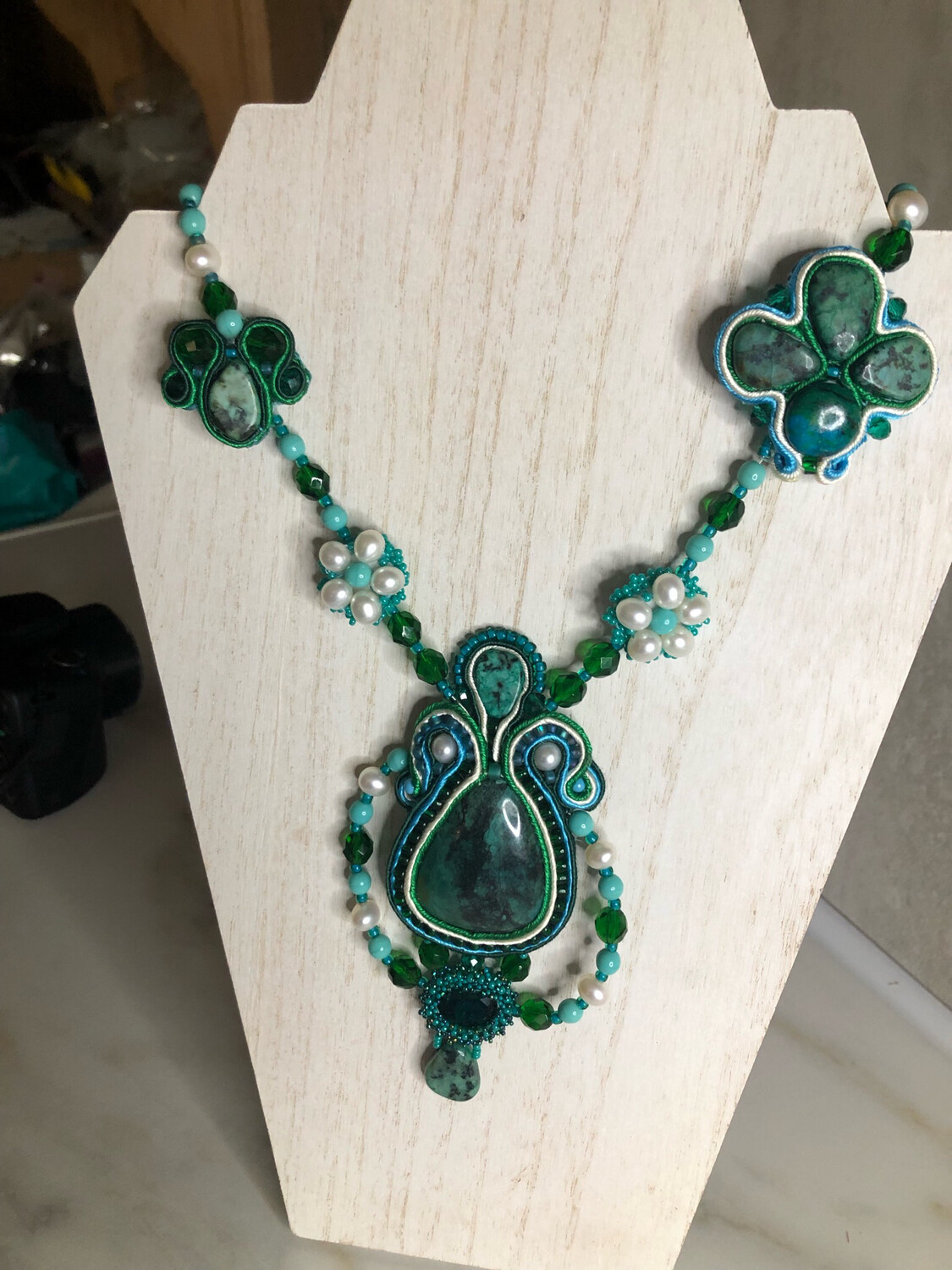Elegant Turquoise Soutache Necklace