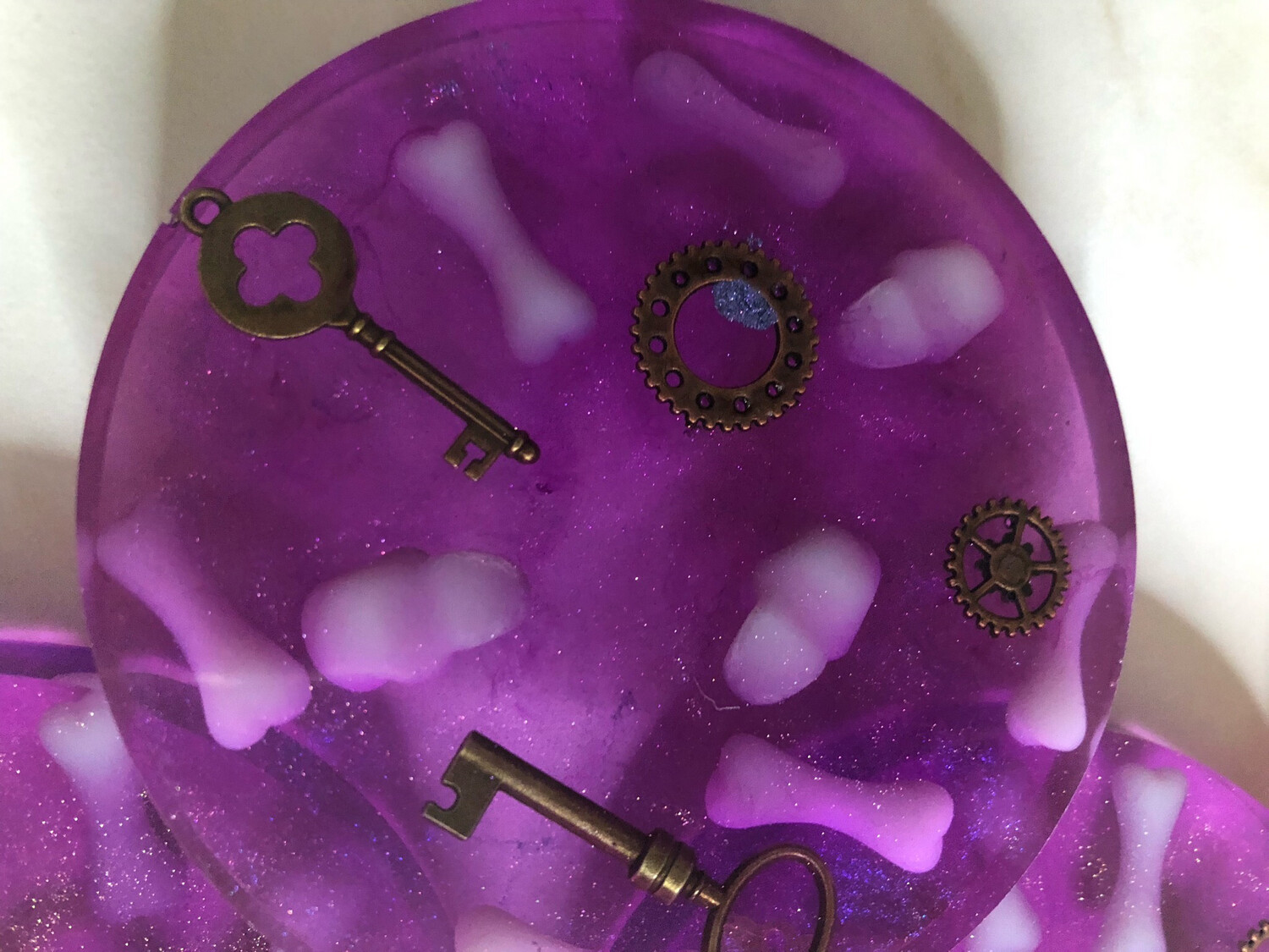 Upside Down Spooky Skulls And Gears Coasters