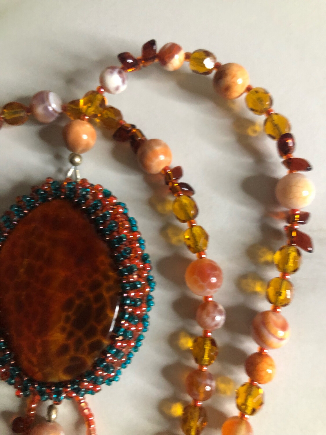 Earth And Fire Agate Bead Embroidery