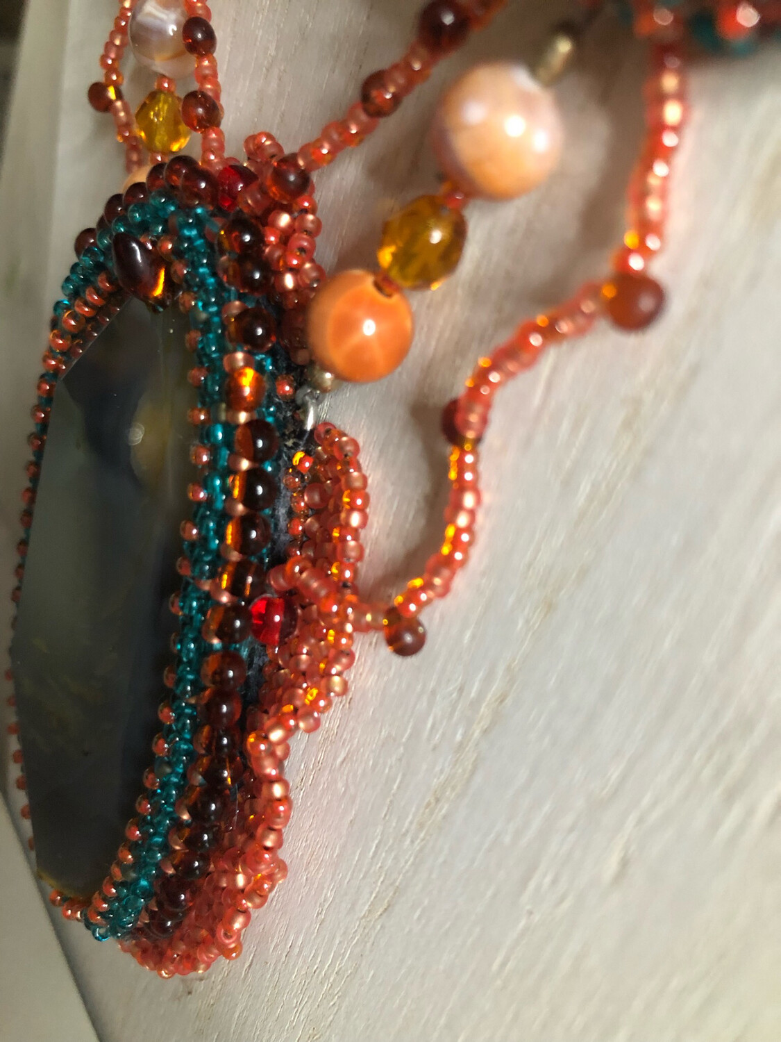 Earth And Fire Agate Bead Embroidery
