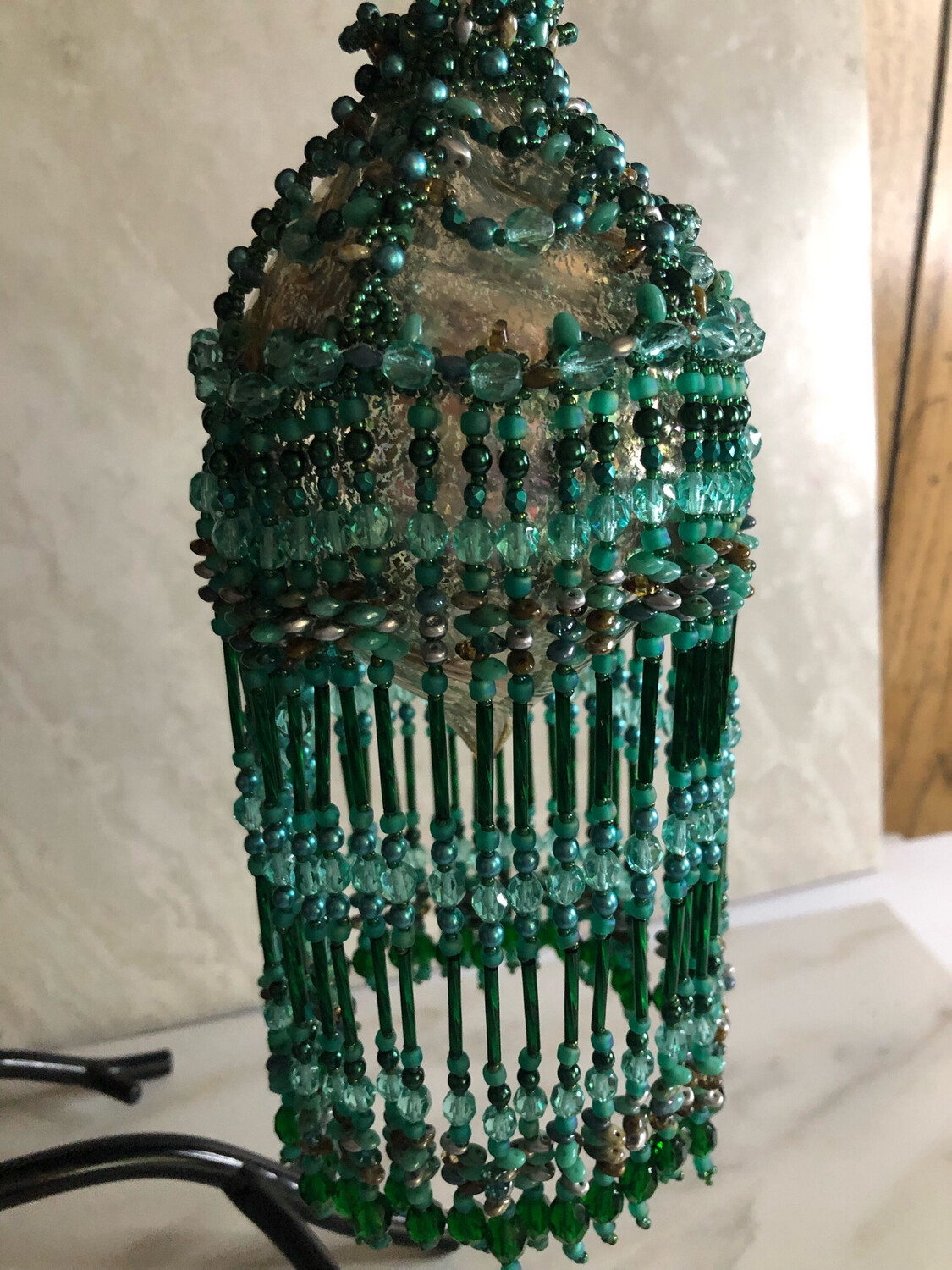 Pine Tree Green Beaded Christmas Ornament Beaded Cover