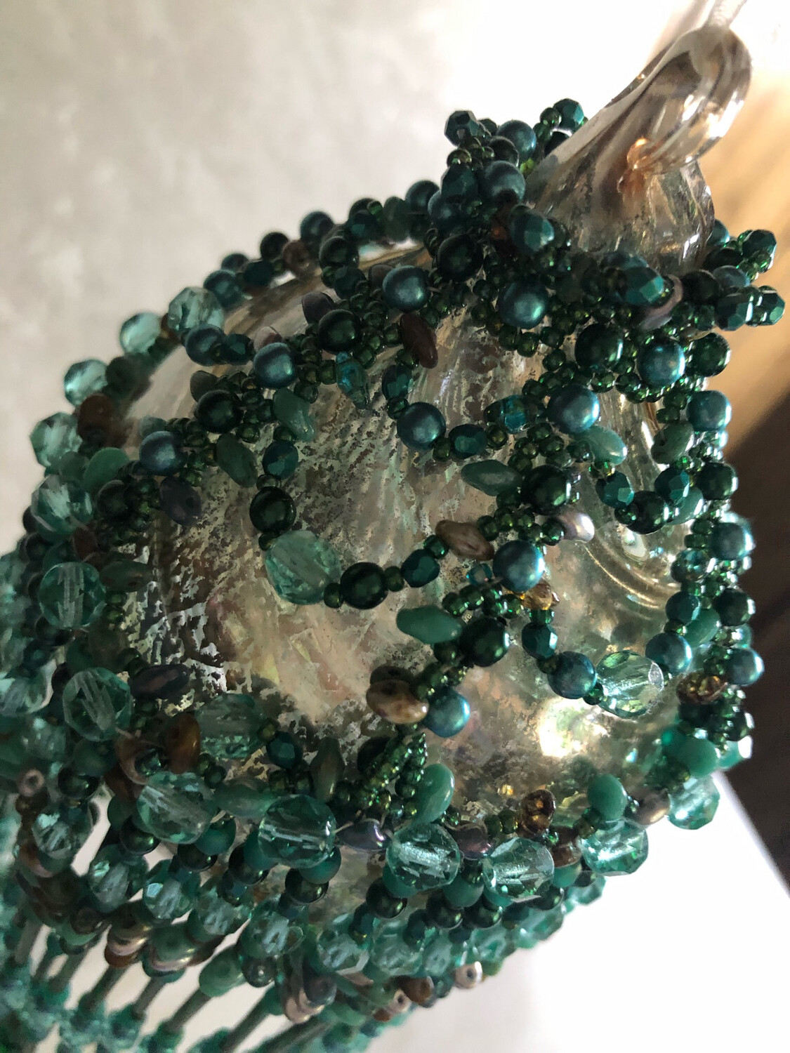 Pine Tree Green Beaded Christmas Ornament Beaded Cover