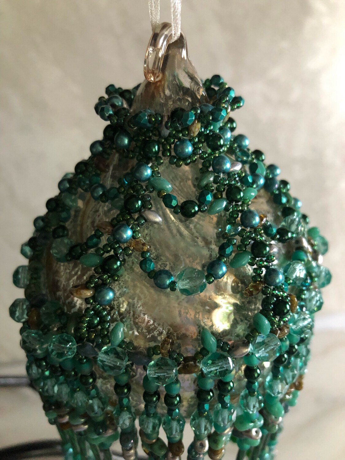 Pine Tree Green Beaded Christmas Ornament Beaded Cover