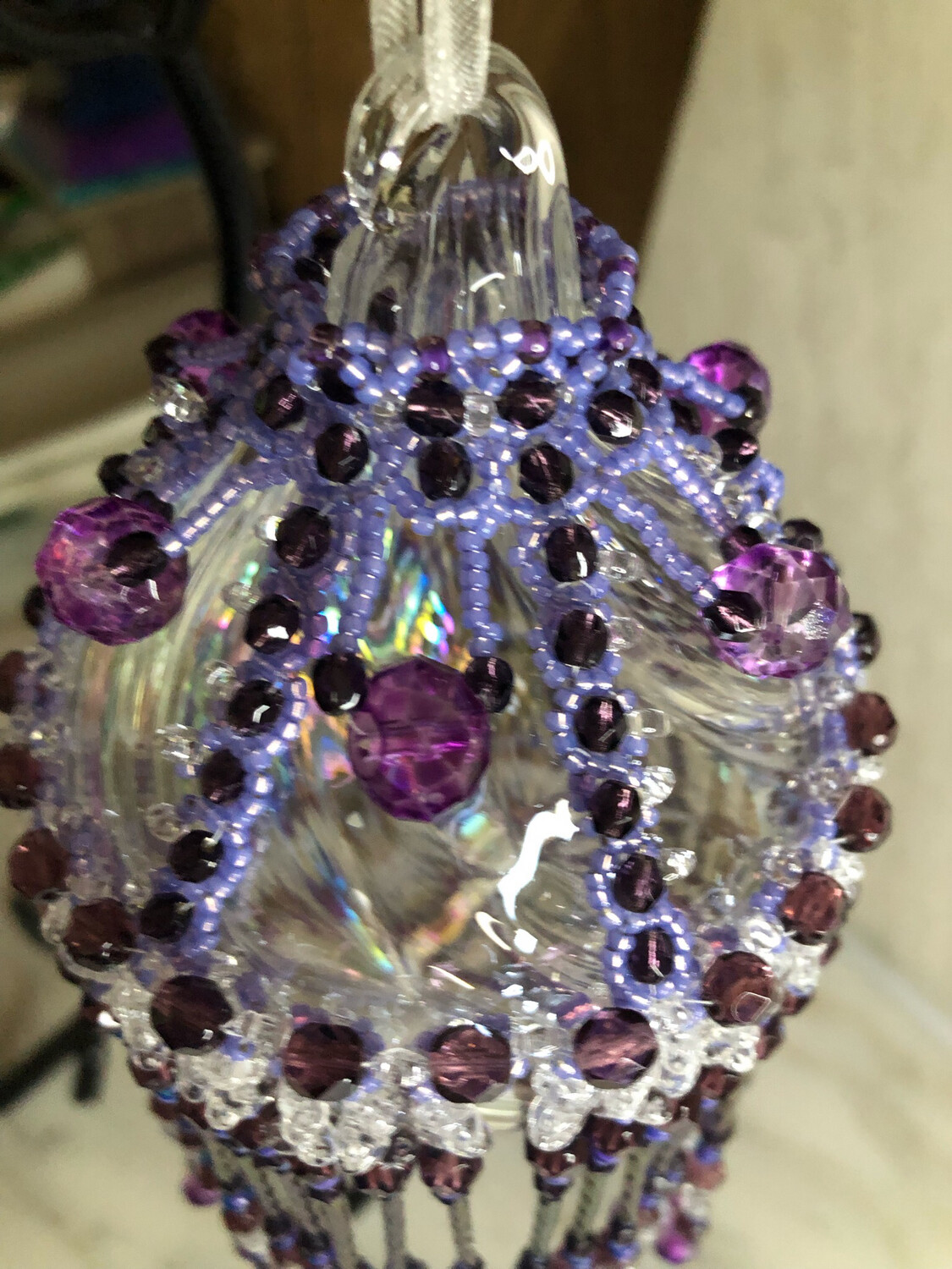 Purple Passion Beaded Christmas Ornament Cover