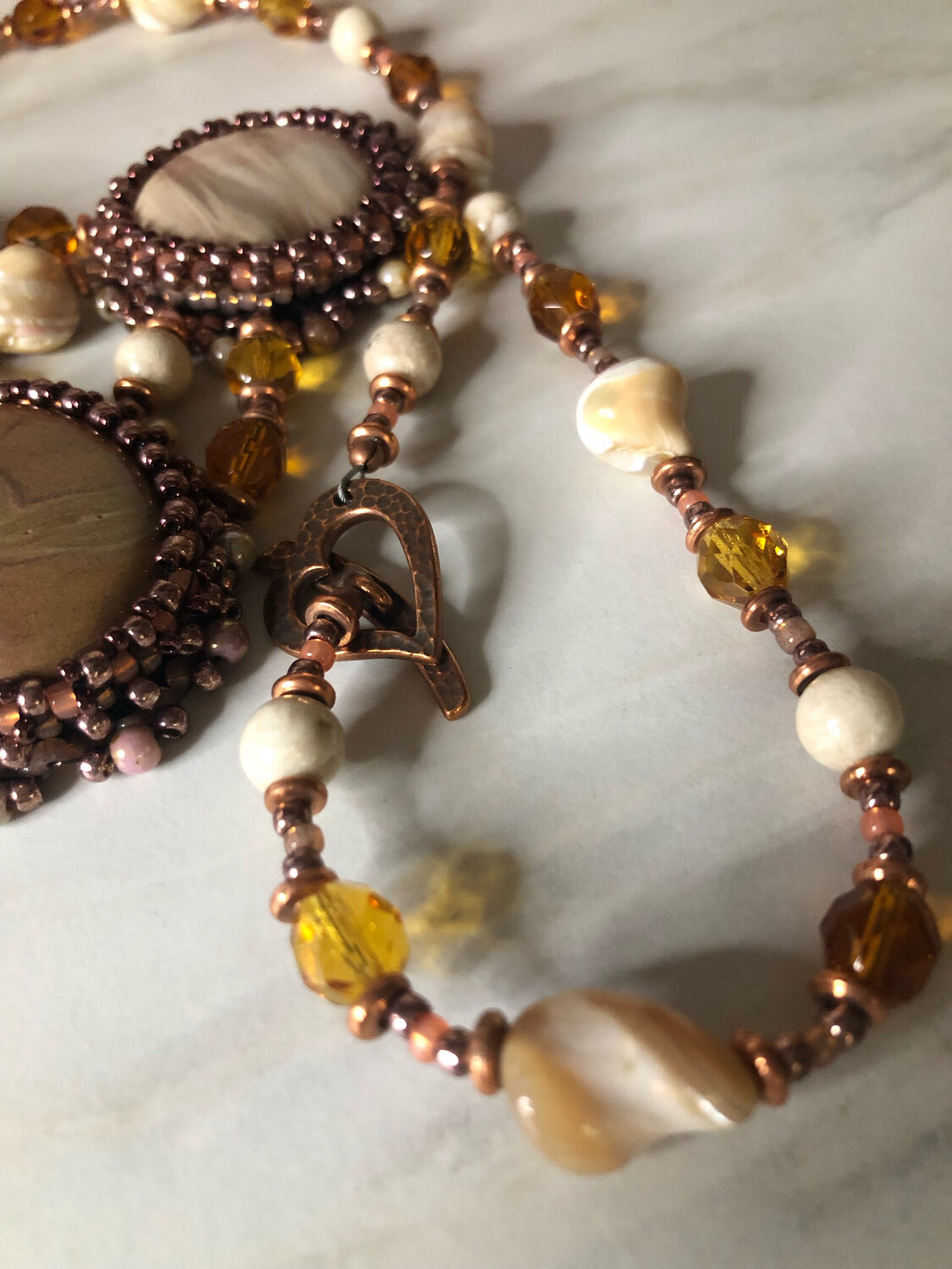 Sunset Heirloom Stones and Biege Mother of Pearl