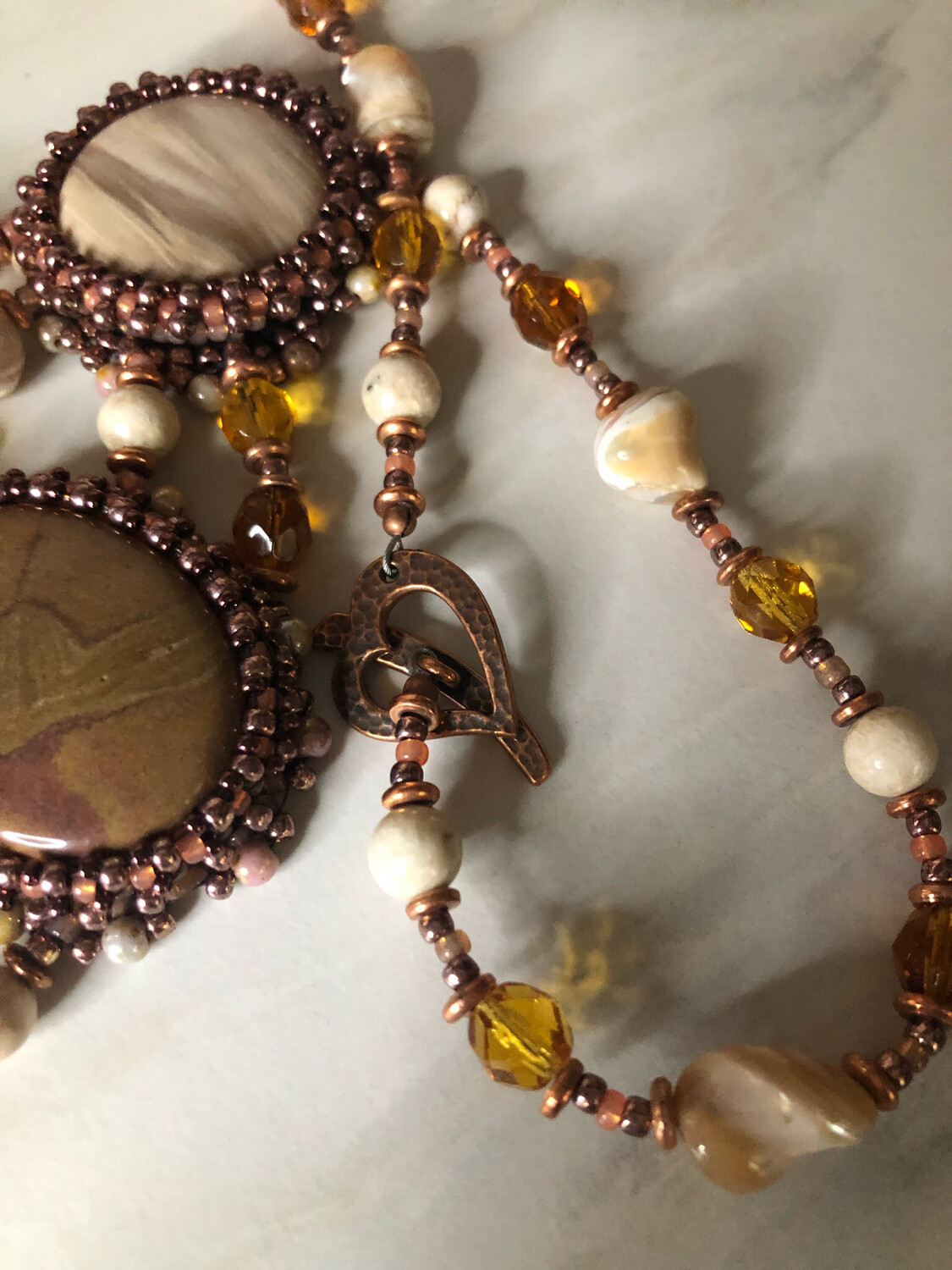 Sunset Heirloom Stones and Biege Mother of Pearl