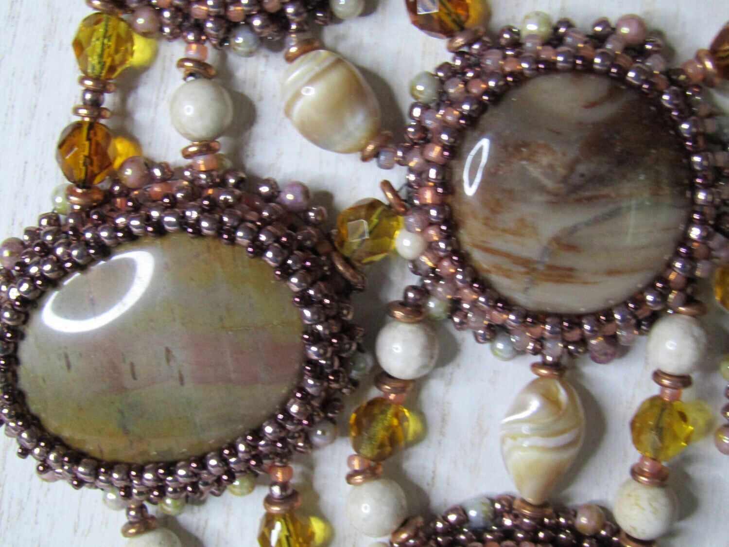 Sunset Heirloom Stones and Biege Mother of Pearl