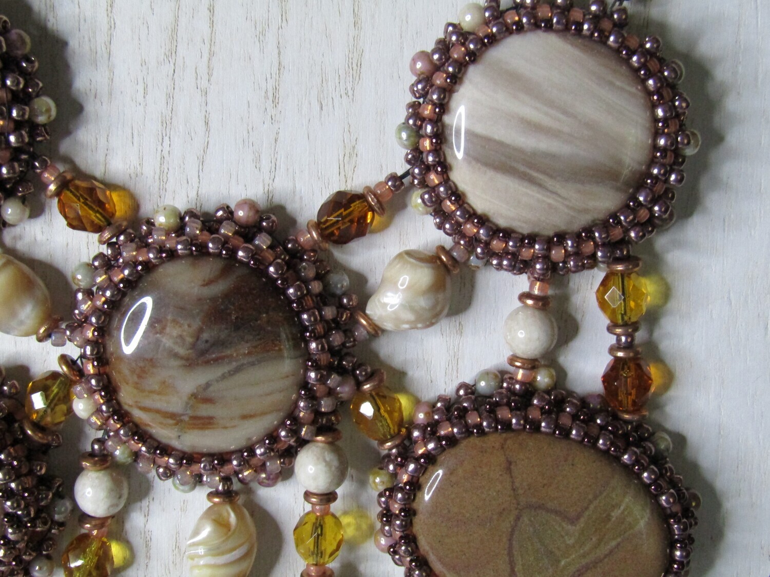Sunset Heirloom Stones and Biege Mother of Pearl