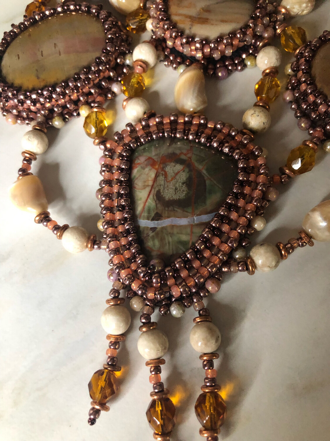 Sunset Heirloom Stones and Biege Mother of Pearl