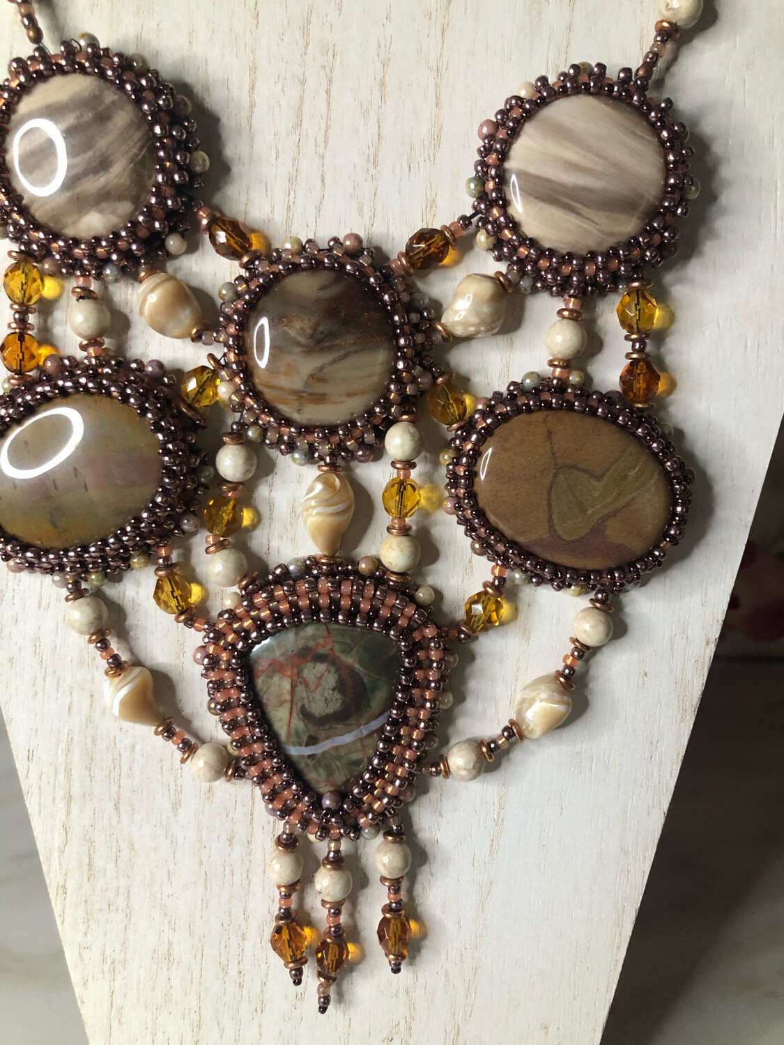 Sunset Heirloom Stones and Biege Mother of Pearl