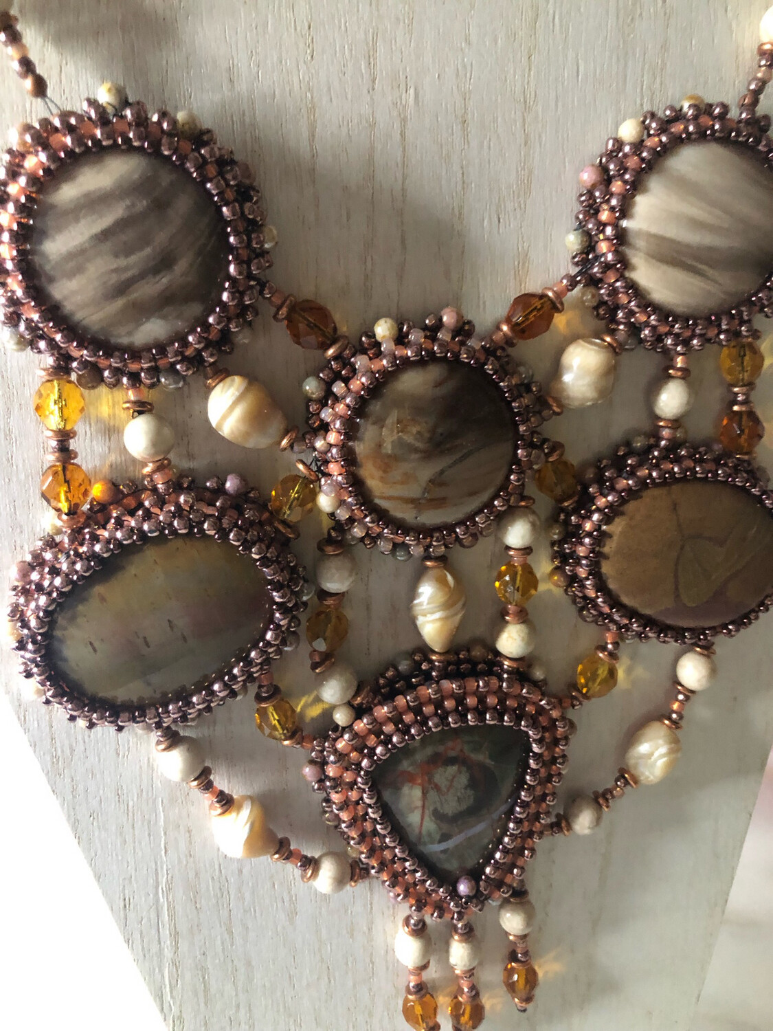 Sunset Heirloom Stones and Biege Mother of Pearl