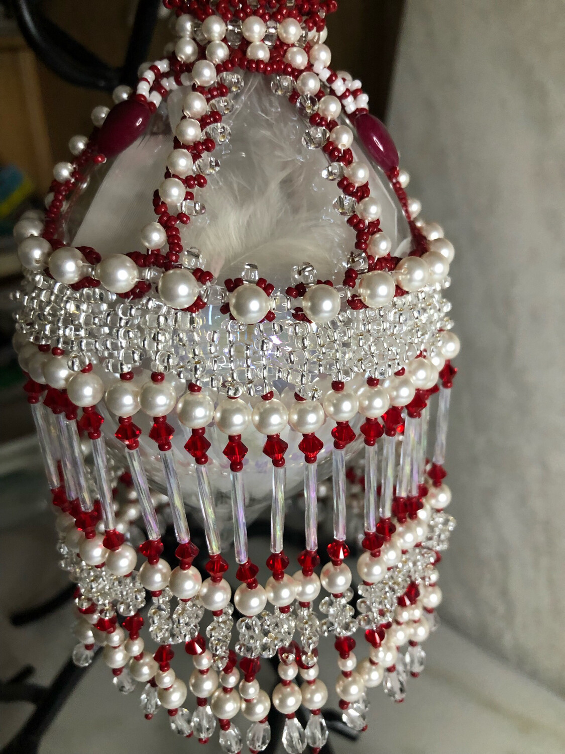 Christmas Red And White  Ornament Cover