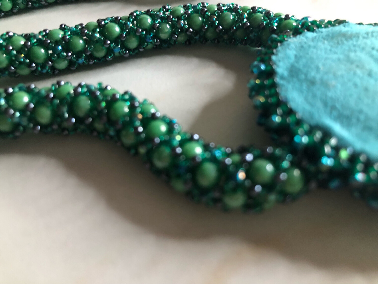 Casual Green Agate Druzy Geode Bead Embroidery Pendant