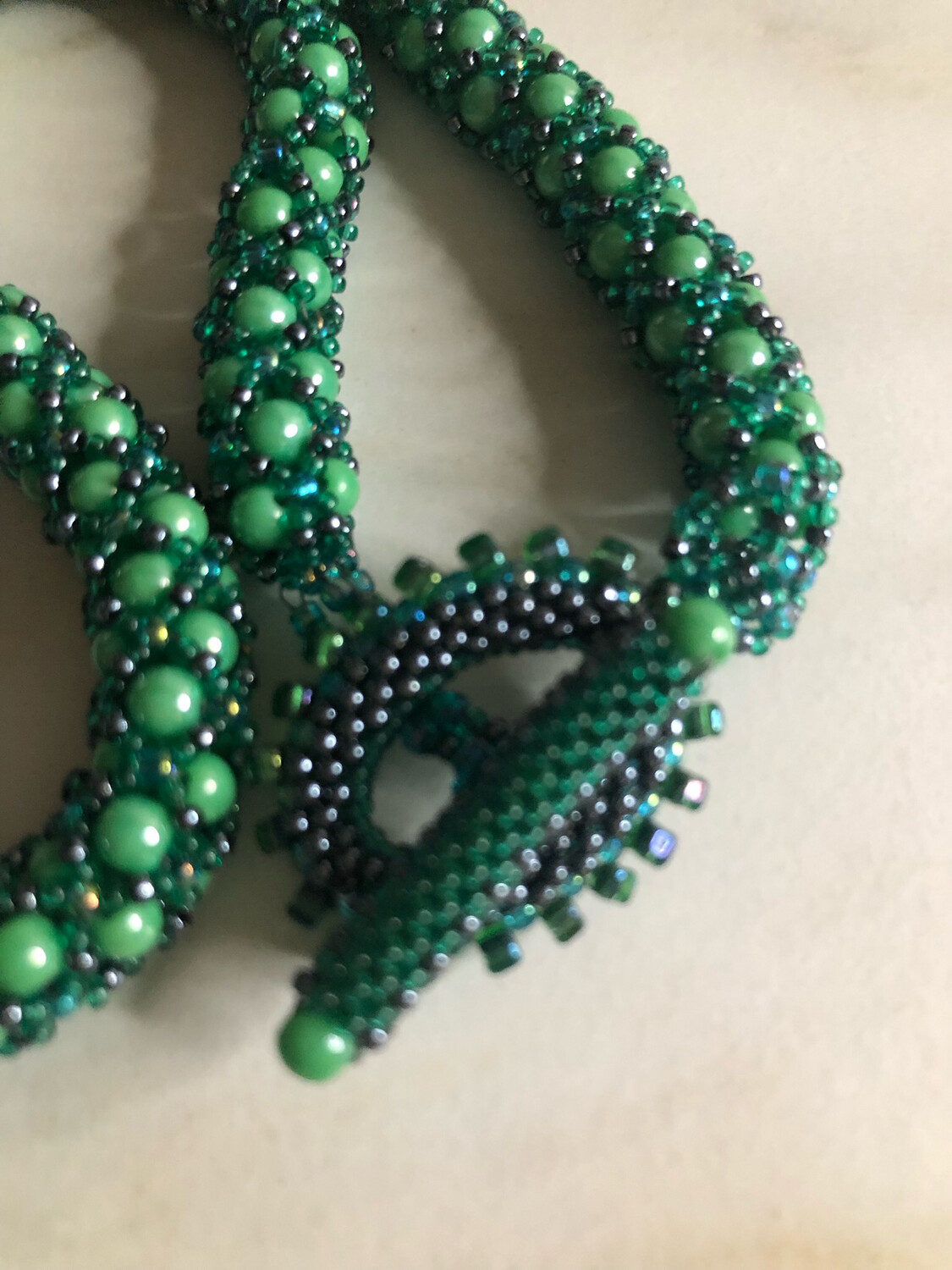 Casual Green Agate Druzy Geode Bead Embroidery Pendant