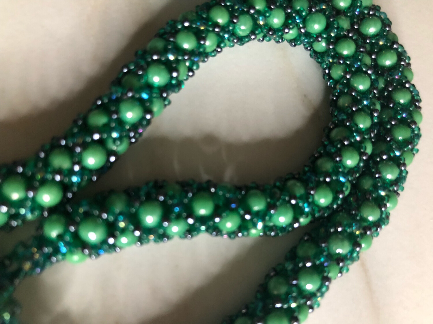 Casual Green Agate Druzy Geode Bead Embroidery Pendant