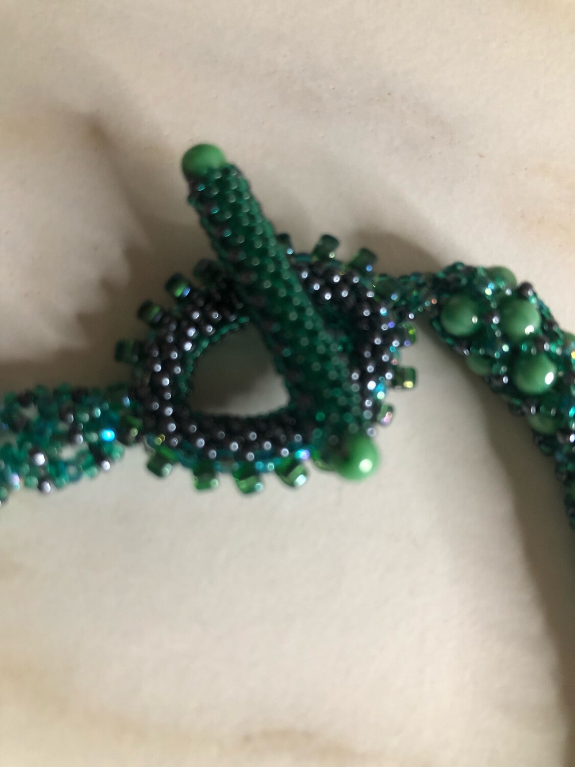 Casual Green Agate Druzy Geode Bead Embroidery Pendant