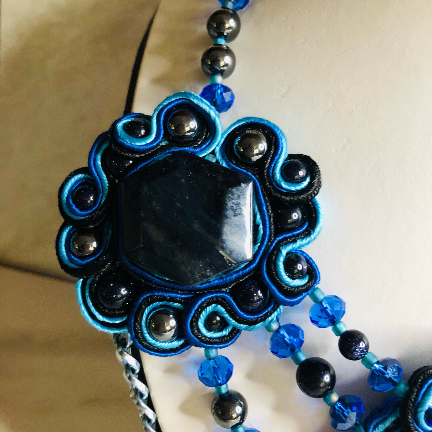 Dumoritierite Gemstone Soutache With Chains
