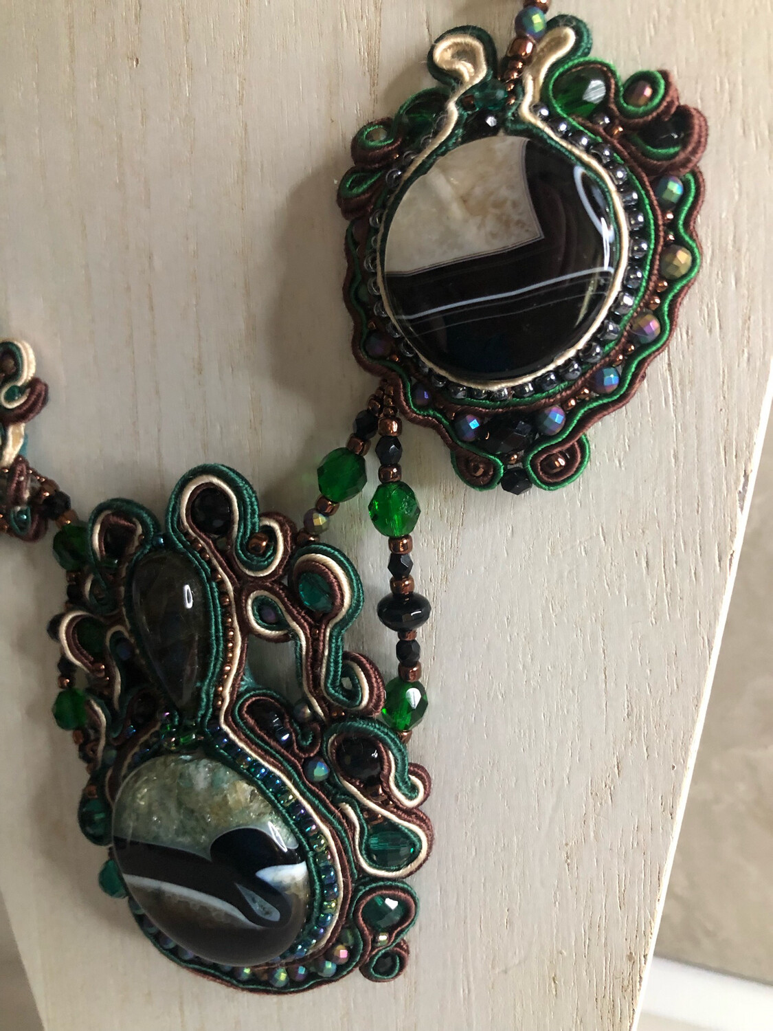 Green Druzy Soutache