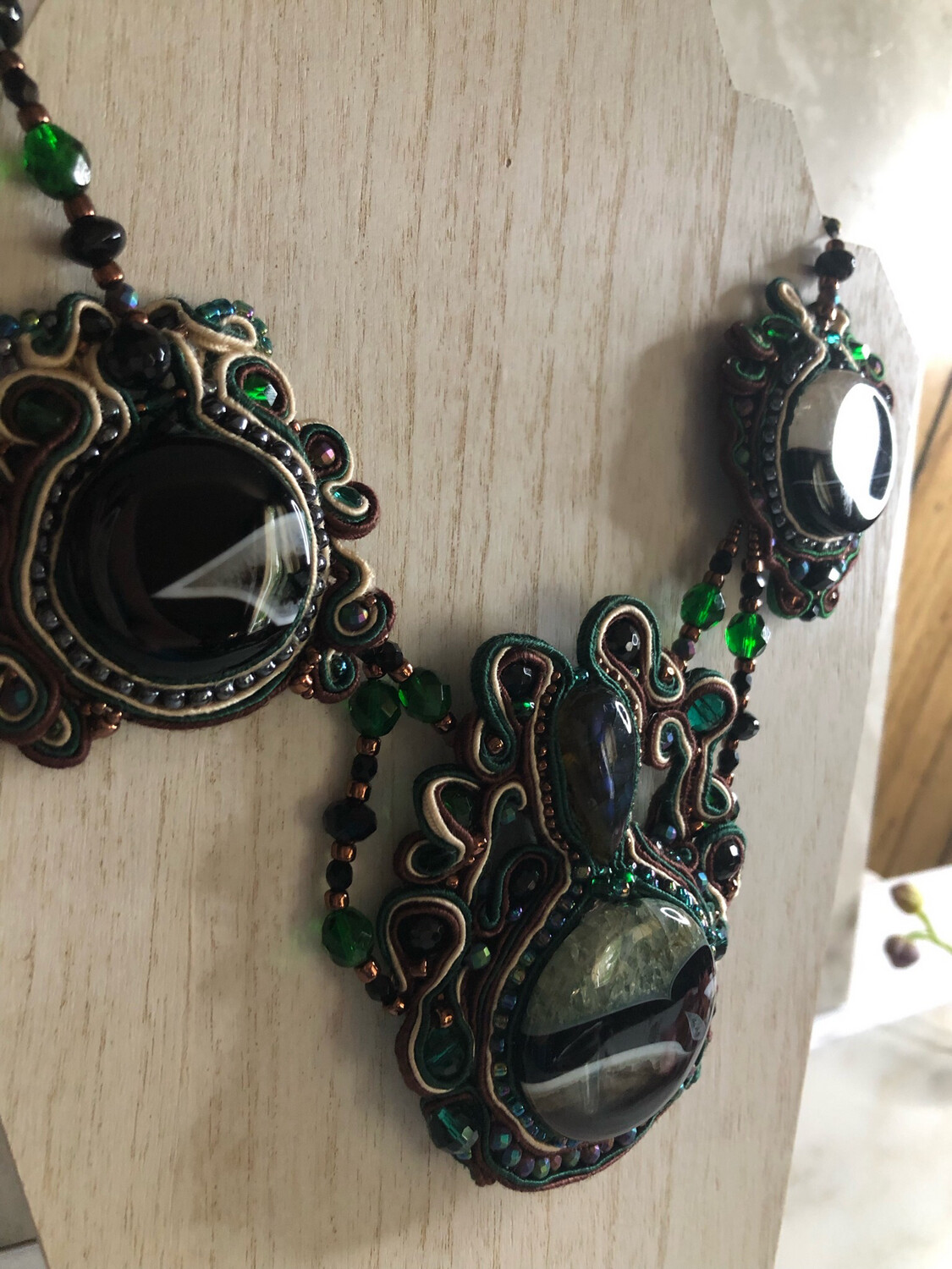 Green Druzy Soutache