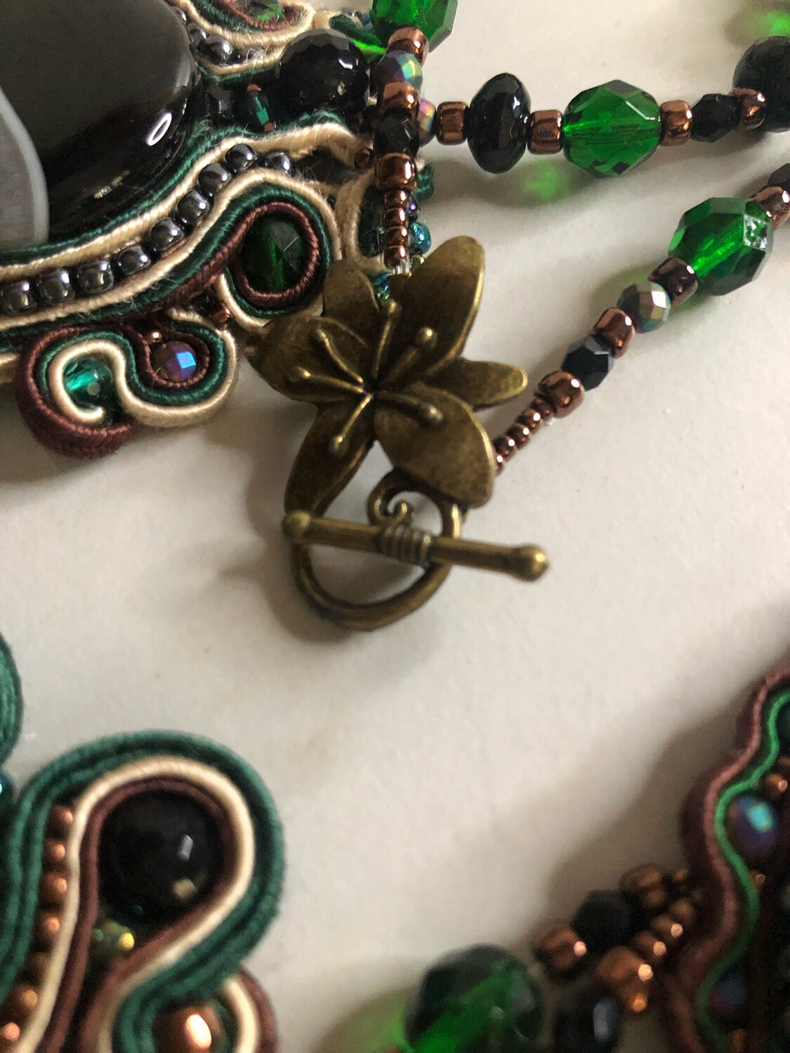 Green Druzy Soutache