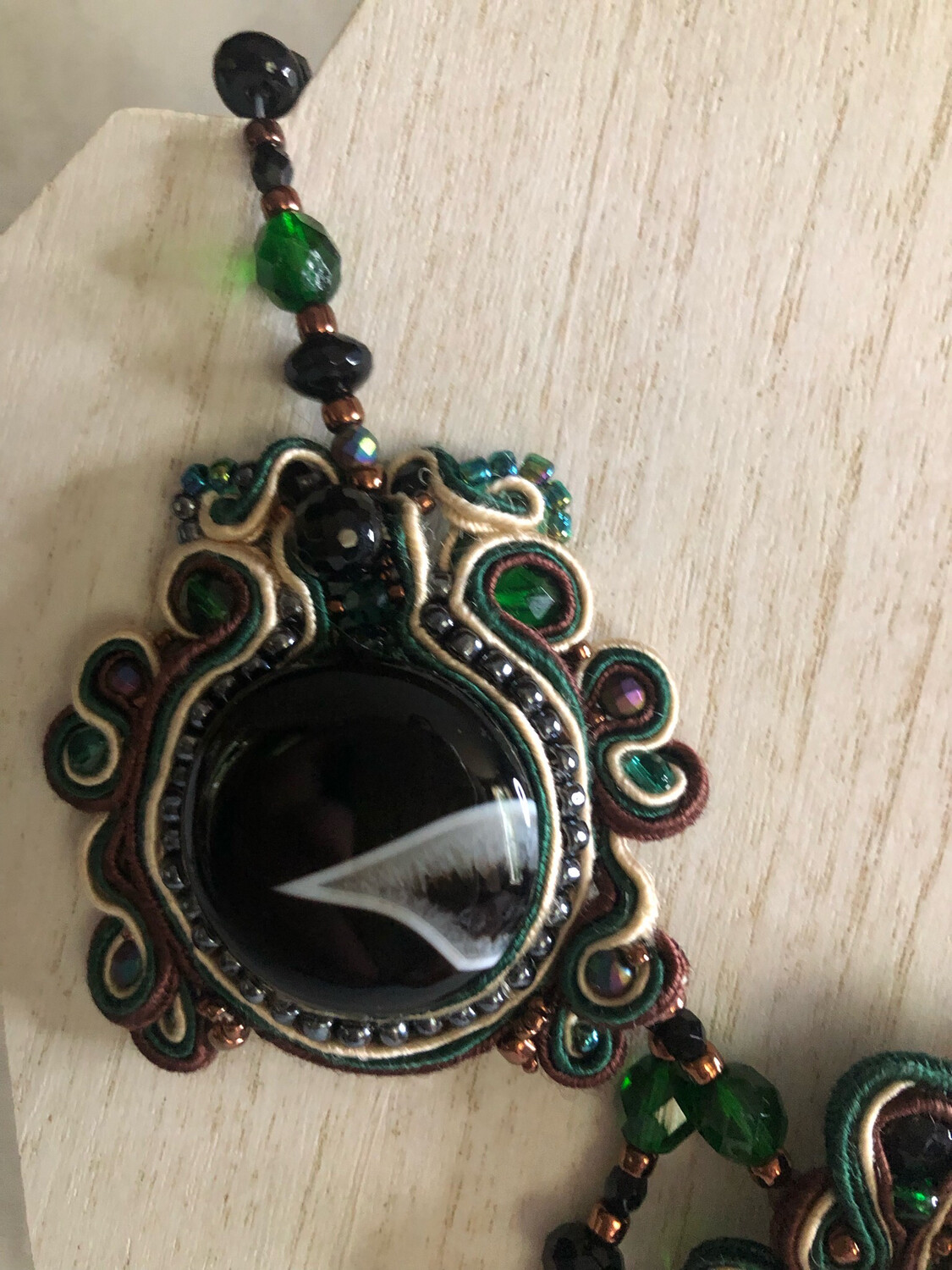 Green Druzy Soutache