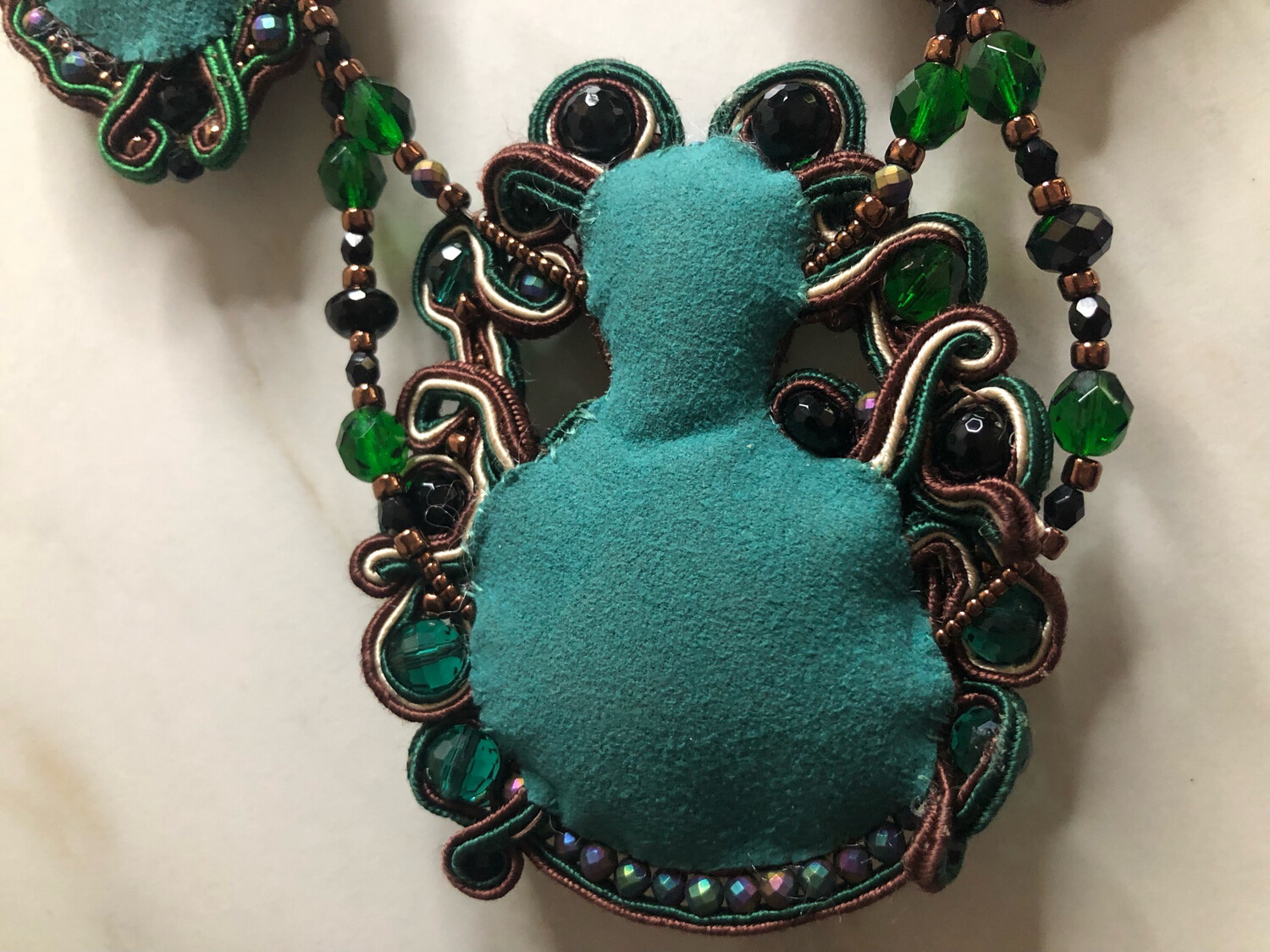 Green Druzy Soutache