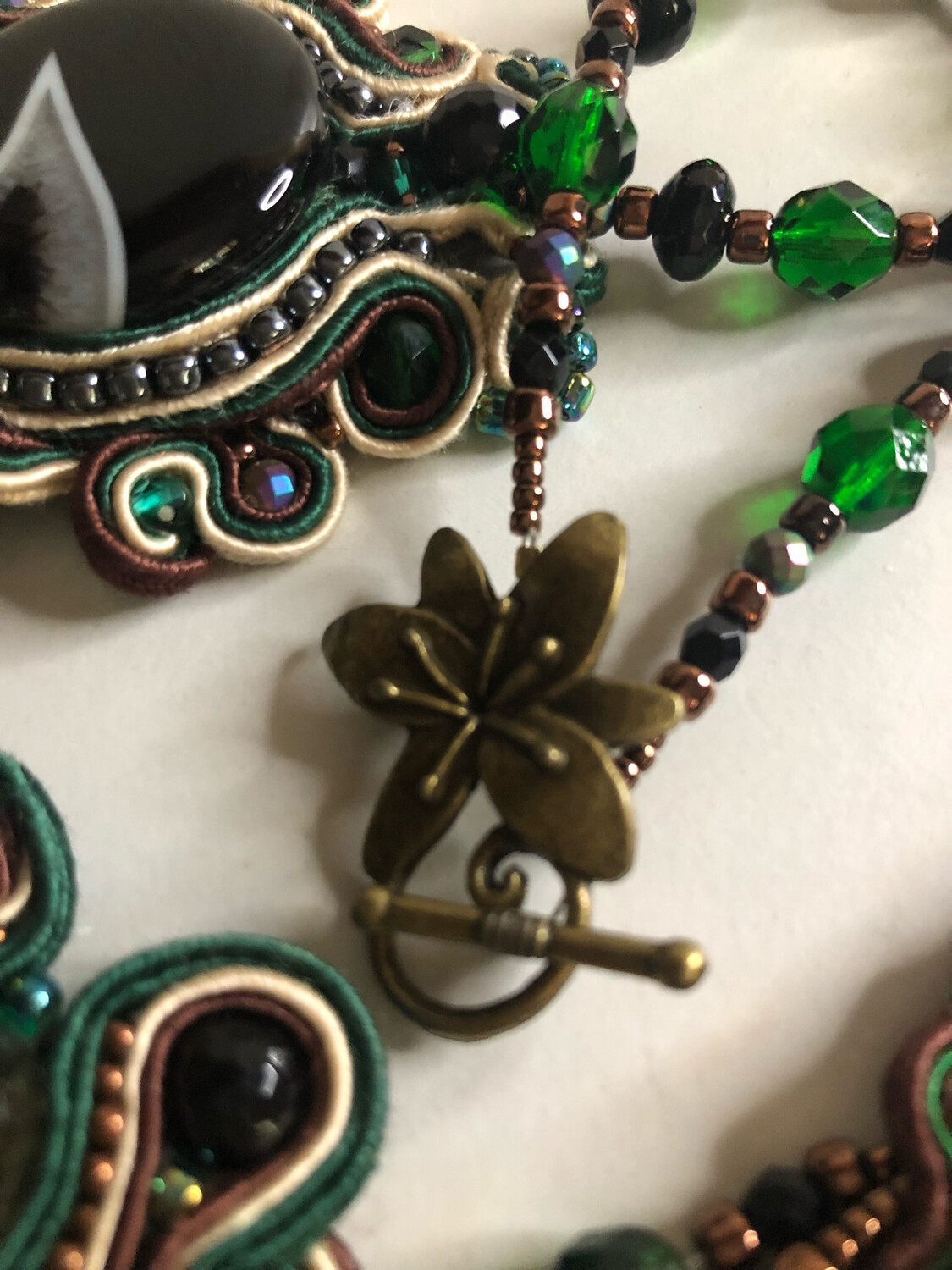 Green Druzy Soutache