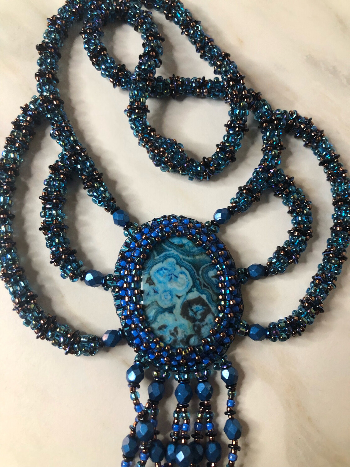 Blue Lace Agate Right Angle Weave
