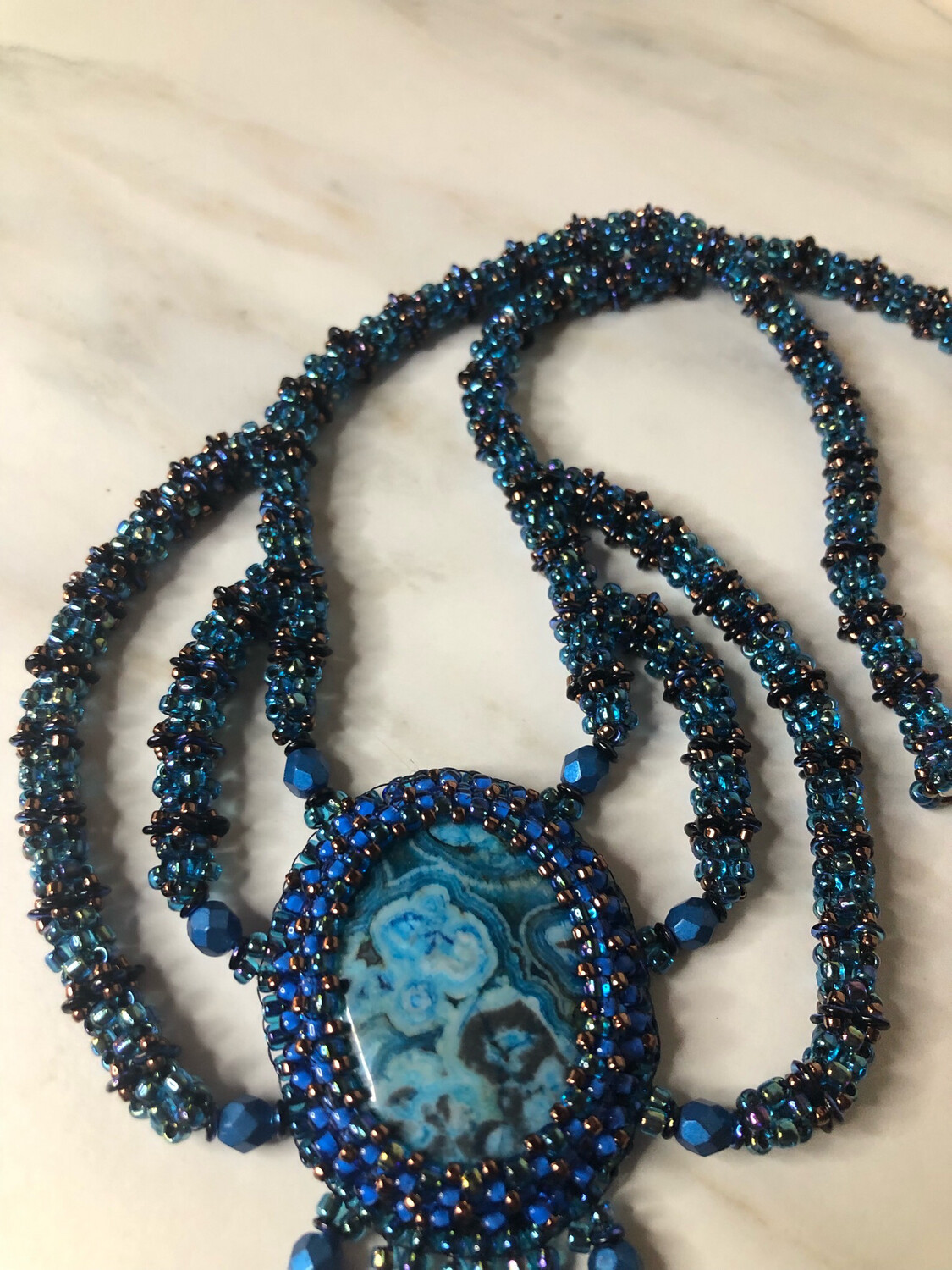 Blue Lace Agate Right Angle Weave