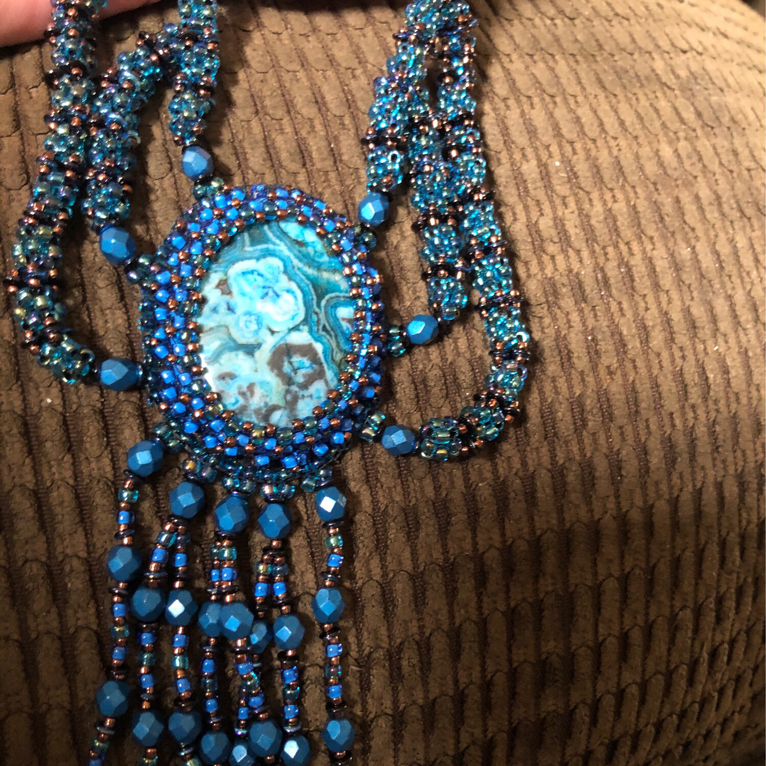 Blue Lace Agate Right Angle Weave