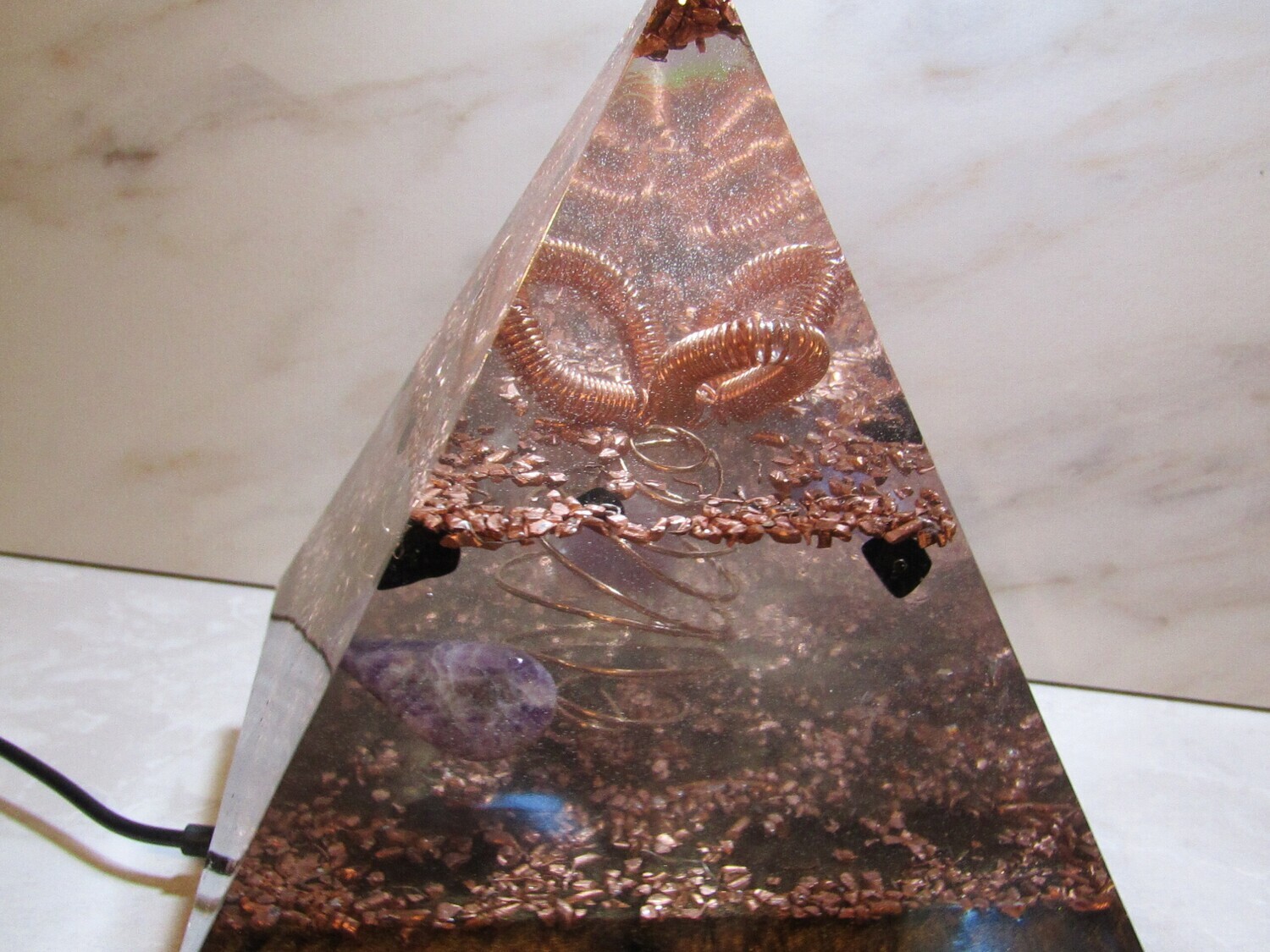 Copper Flower Orgonite Pyramic