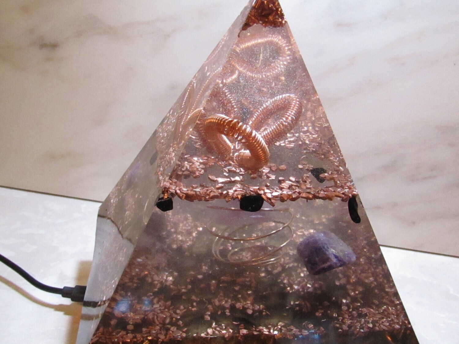 Copper Flower Orgonite Pyramic