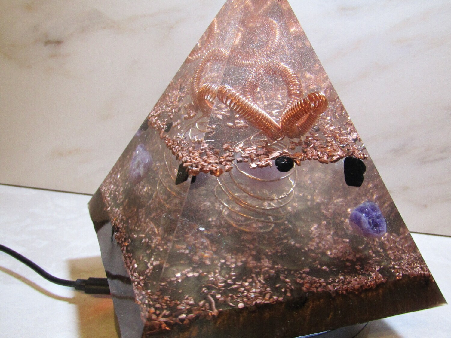 Copper Flower Orgonite Pyramic